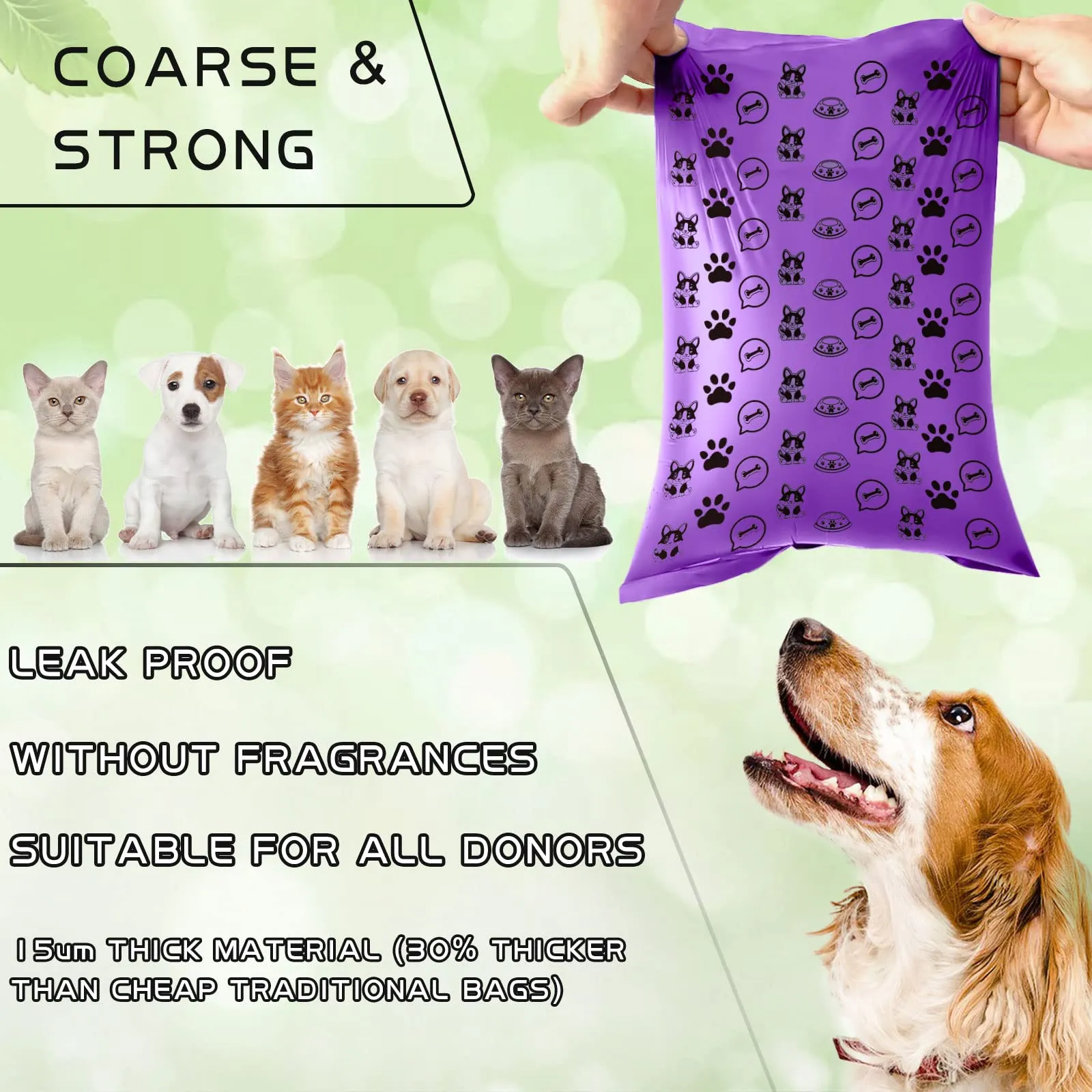 FAMKEEP Sacchetti per Cacca di Cane, 600 Pezzi (24 Rotoli) con Dispenser, Extra Spessi e Impermeabili, Viola - immagine 4