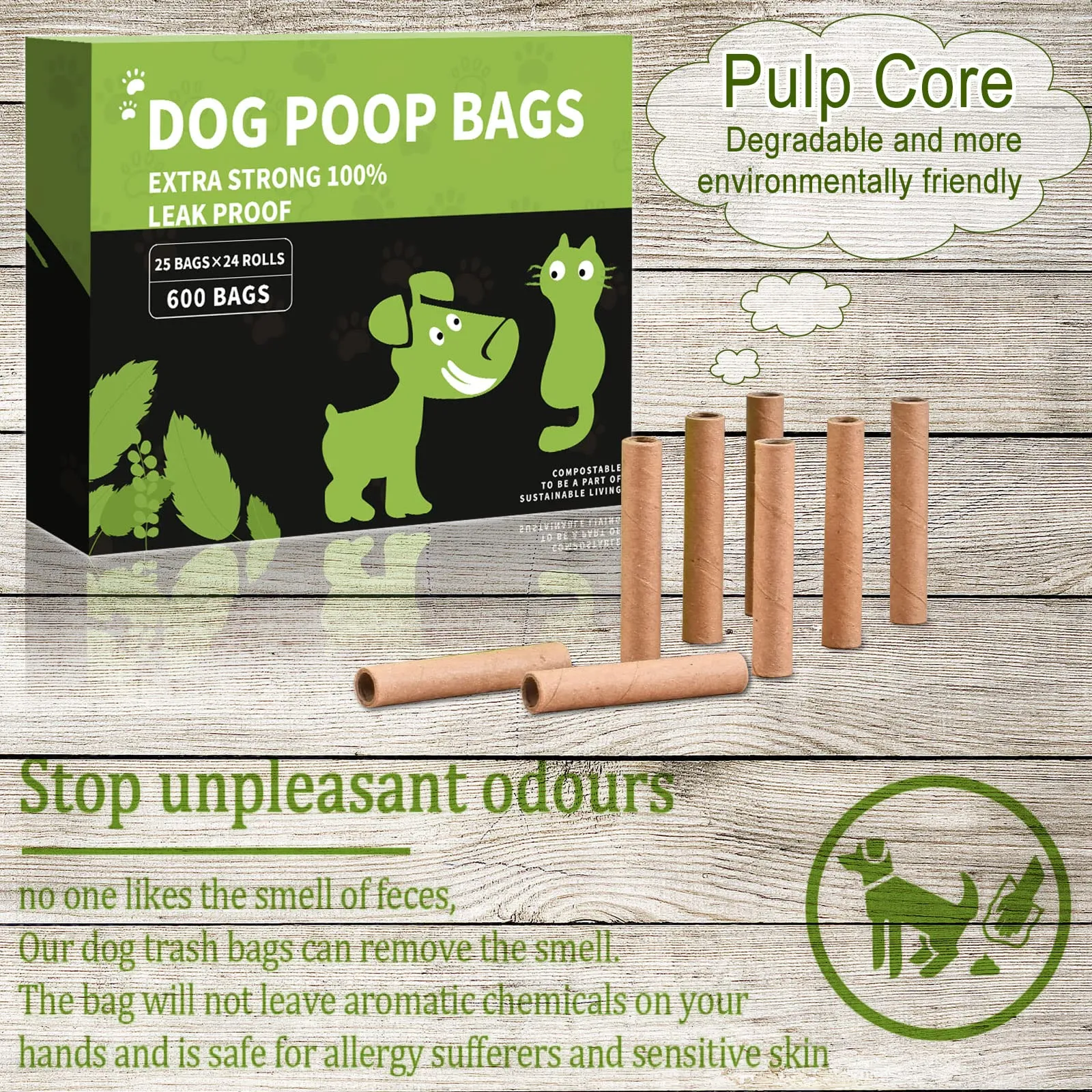 FAMKEEP Sacchetti per Cacca di Cane, 600 Pezzi (24 Rotoli) con Dispenser, Extra Spessi e Impermeabili, Viola - immagine 5