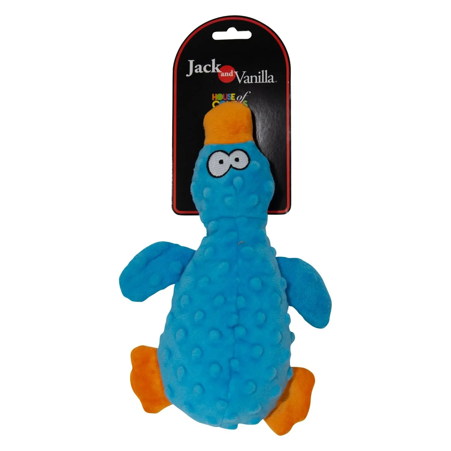 Jack and Vanilla Giocattolo Interattivo per Cani Anatra Peluche Bubble Plush, 25 cm, Blu - immagine 4