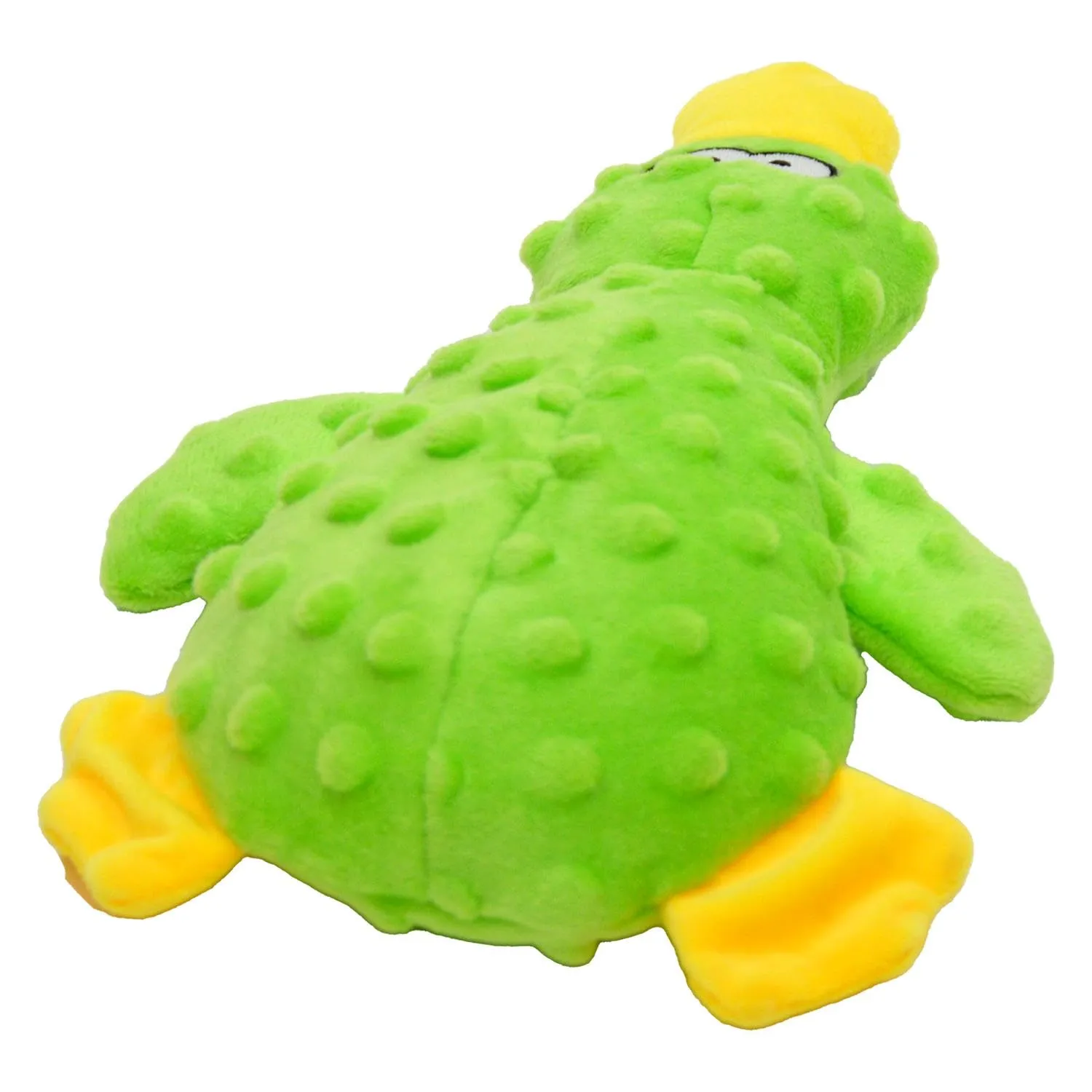 JACK AND VANILLA Giocattolo di peluche a forma di anatra con squittio per cani piccoli e medi, Bubble Plush, 25 cm, Verde - immagine 3