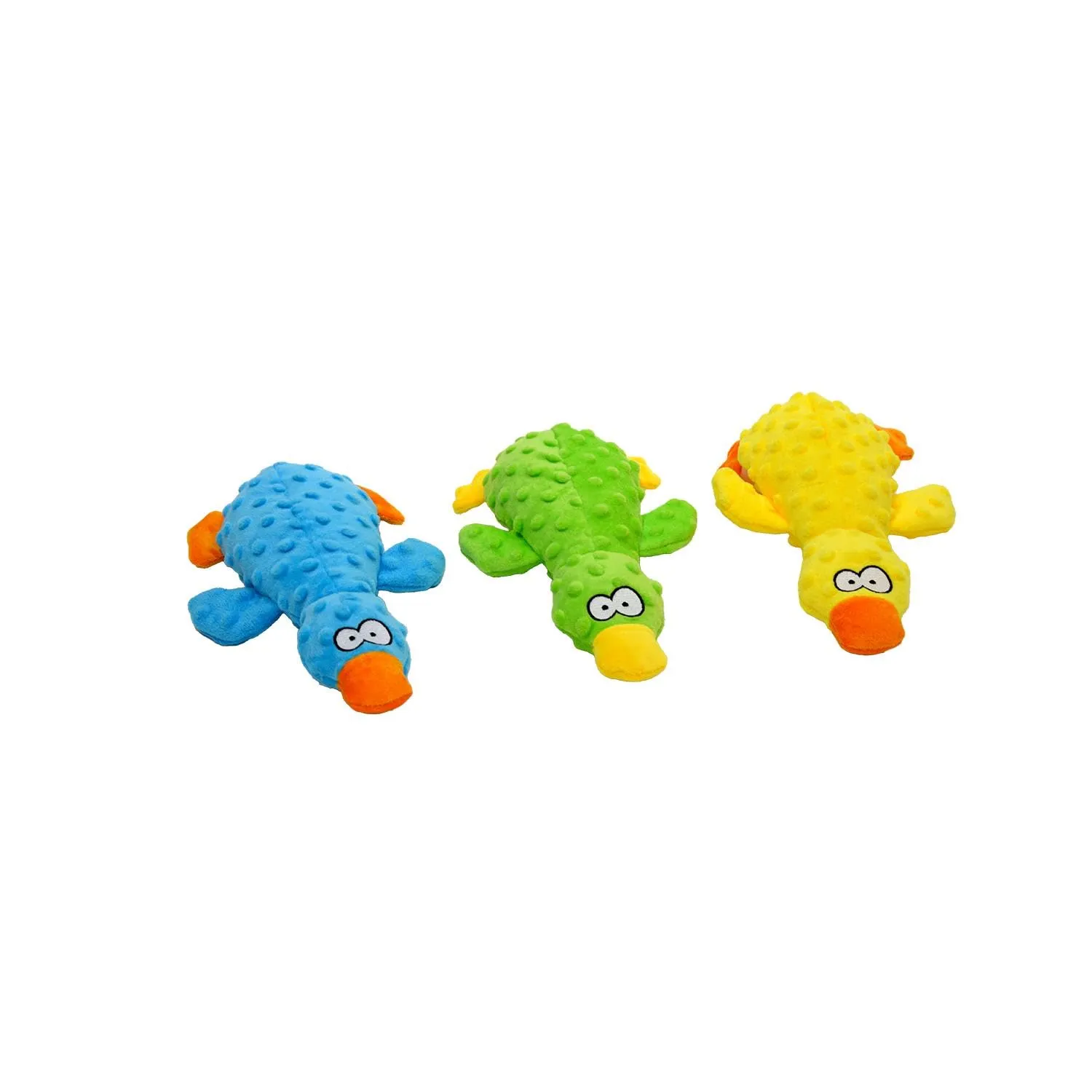 JACK AND VANILLA Giocattolo di peluche a forma di anatra con squittio per cani piccoli e medi, Bubble Plush, 25 cm, Verde - immagine 5