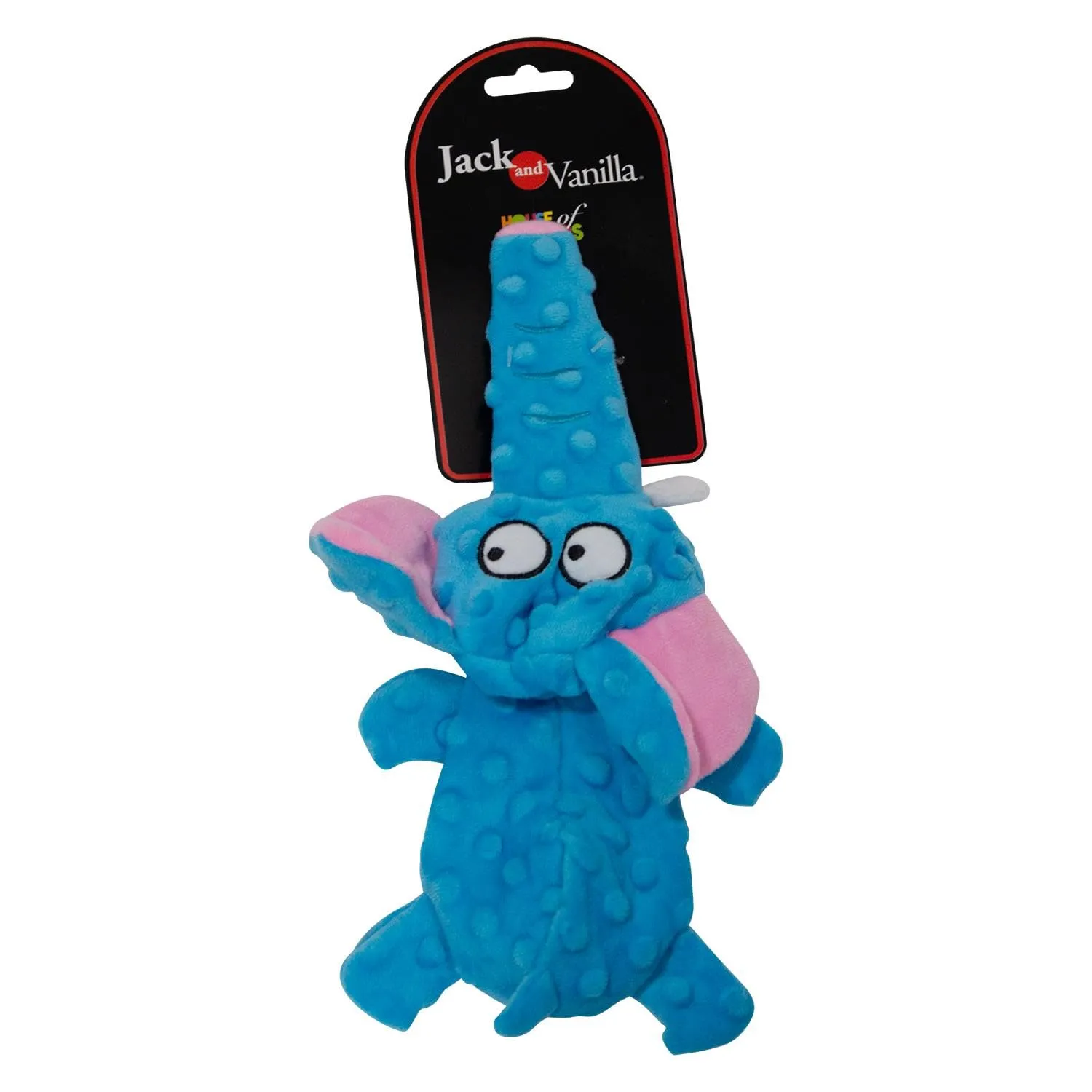Jack and Vanilla Giocattolo Interattivo per Cani a Forma di Elefante, Bubble Plush, 28 cm, Blu - immagine 4