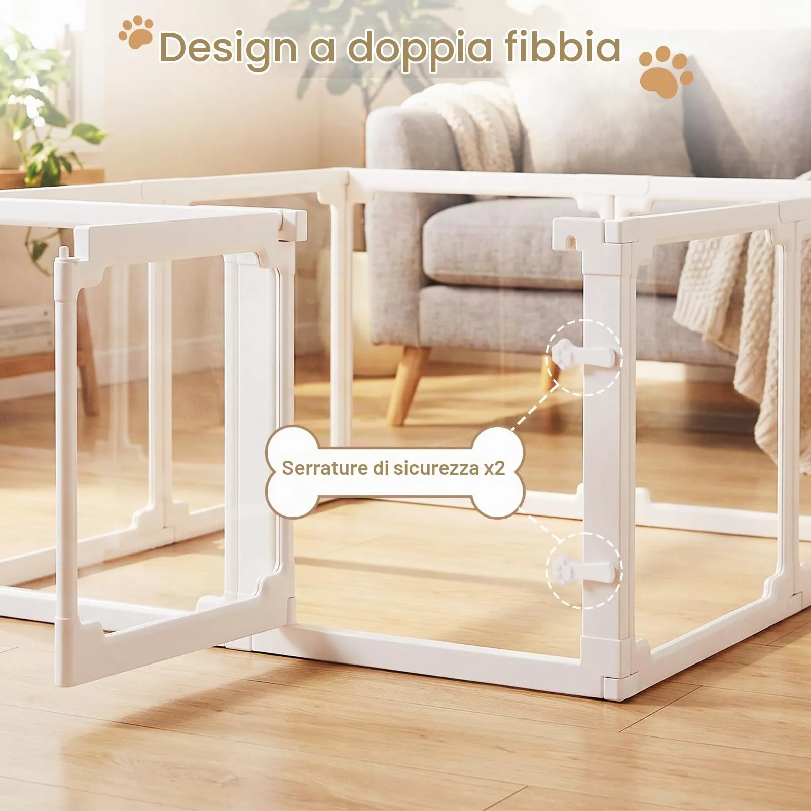 MAMIZO Recinto per Cani in Acrilico, 125 x 120 x 60 cm, Bianco - immagine 4