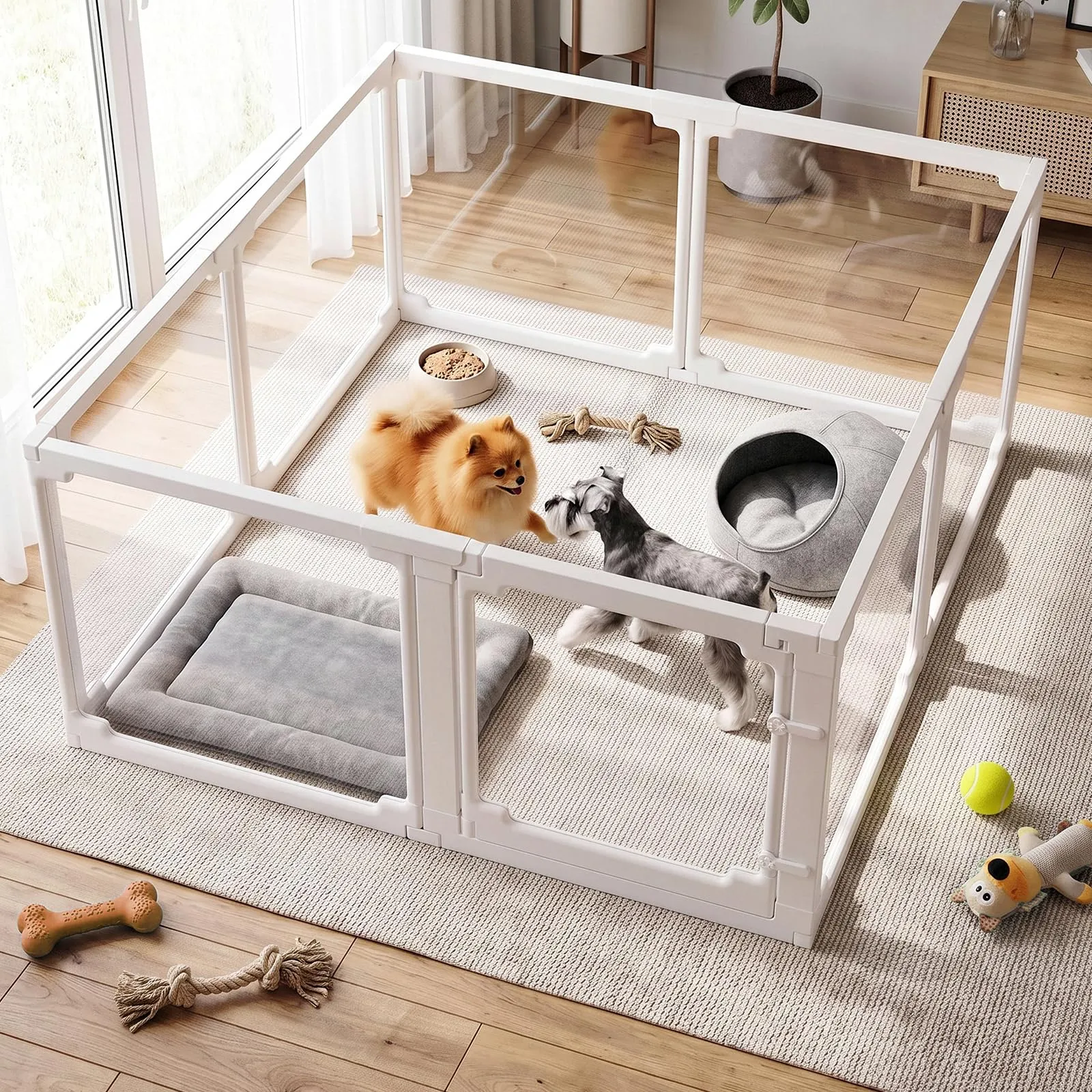 MAMIZO Recinto per Cani in Acrilico, 125 x 120 x 60 cm, Bianco - immagine 8