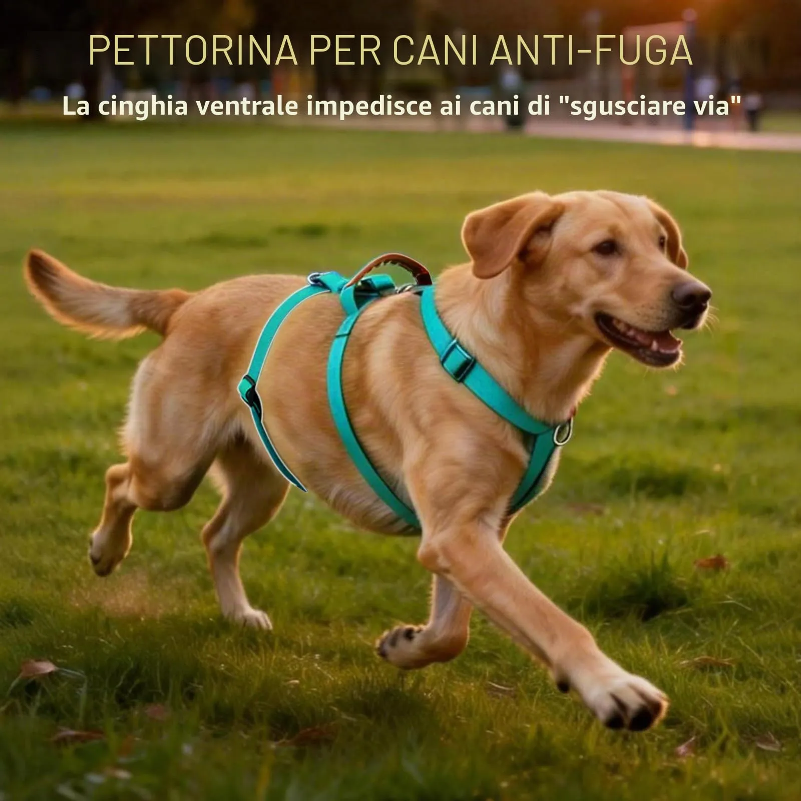 Ledeak Pettorina Antifuga e Anti Tiro per Cani Taglia Media e Grande, Imbracatura Traspirante con Maniglia, Turchese, M - immagine 3