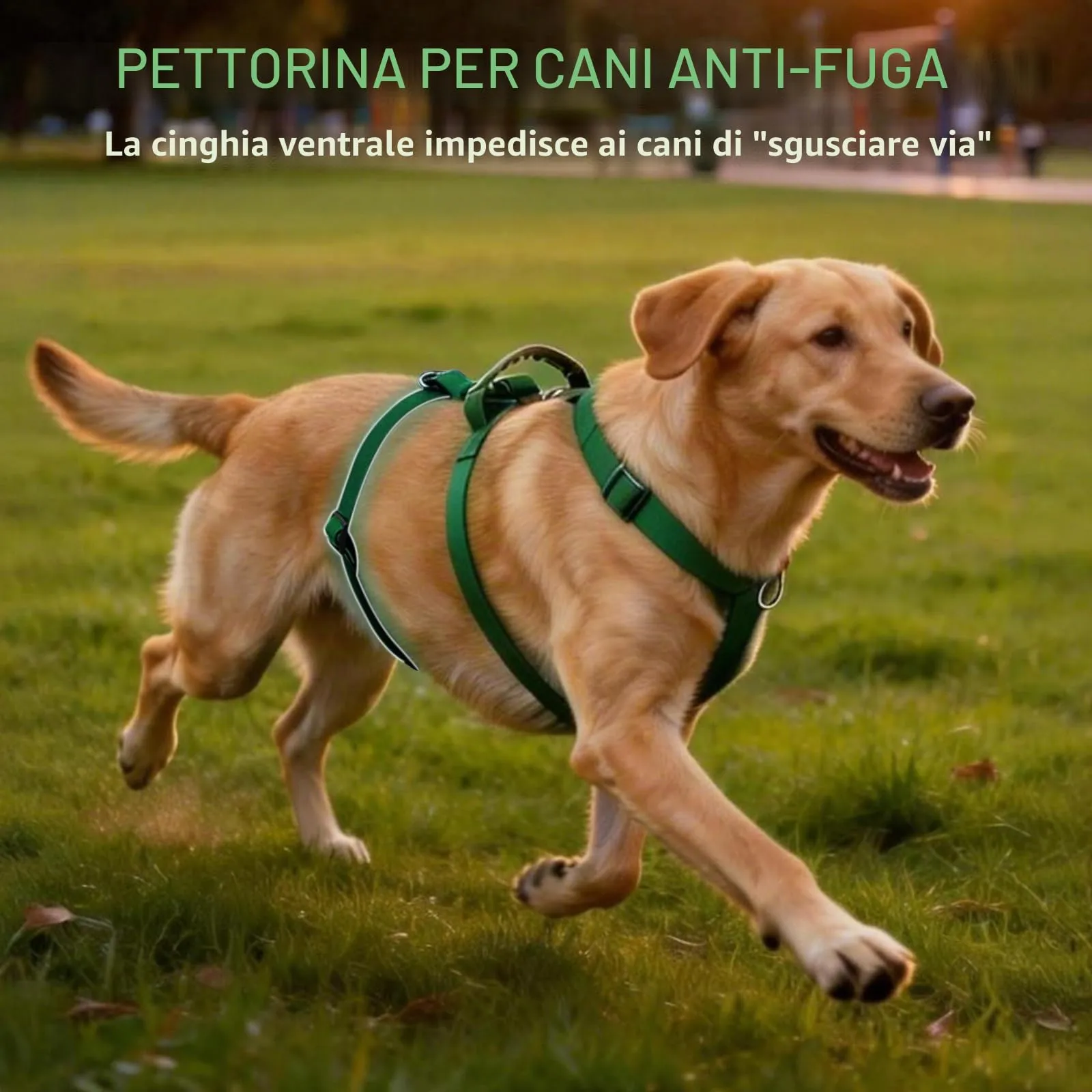 Ledeak Pettorina Antifuga Regolabile per Cani Taglia Media e Grande, Imbracatura Anti Tiro Traspirante con Maniglia (Verde Scuro, XL) - immagine 3