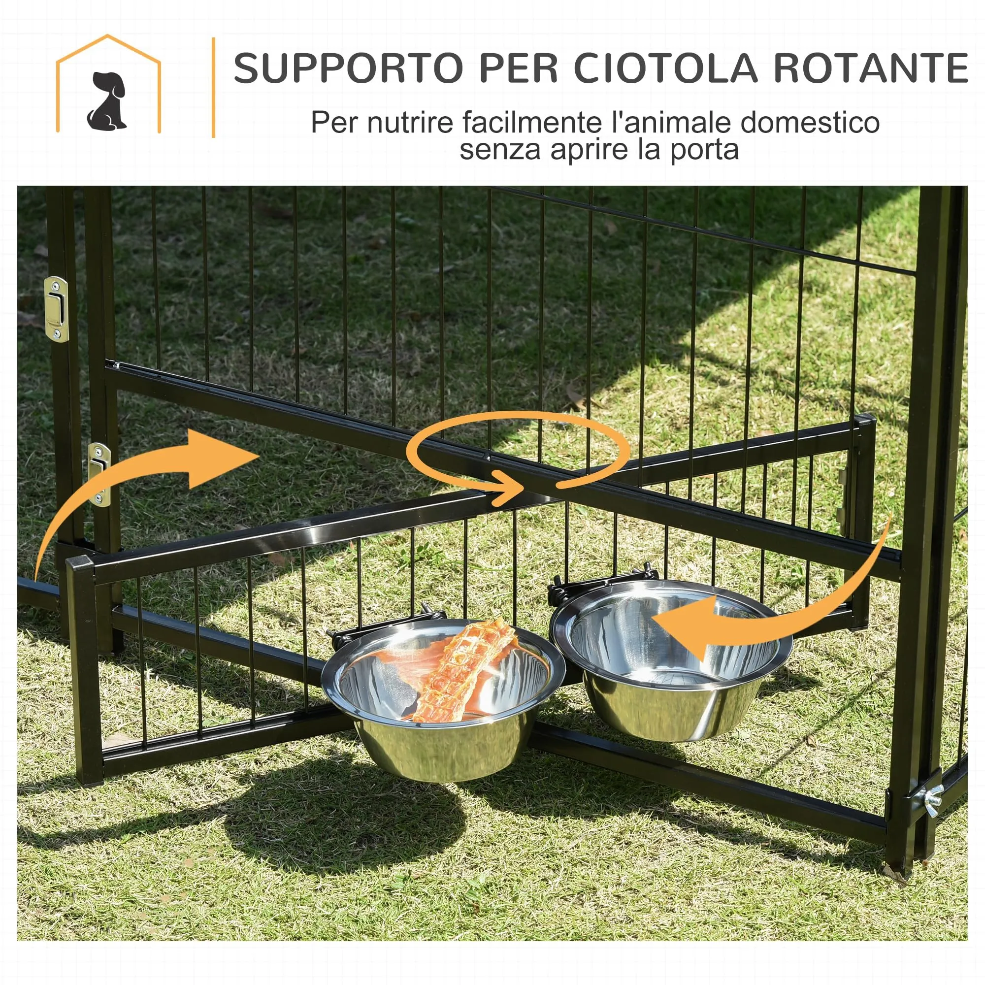 PawHut Recinto per Cani da Esterno con Tetto Anti-UV, 141x141x151 cm - immagine 5