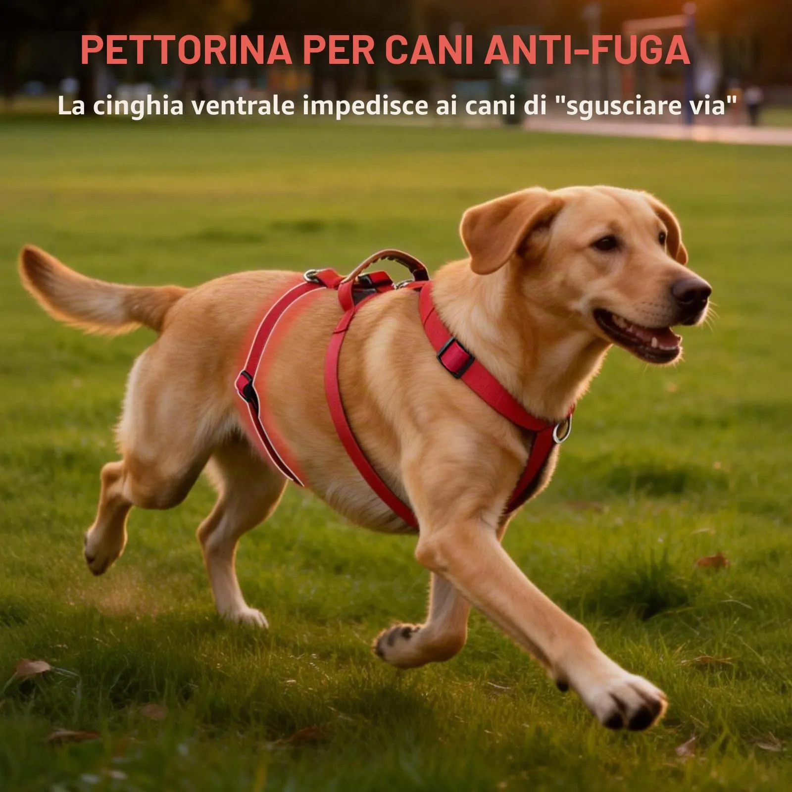 Ledeak Pettorina Cane Antifuga e Anti Tiro Regolabile con Maniglia per Taglia Media e Grande, Rosso, XL - immagine 3