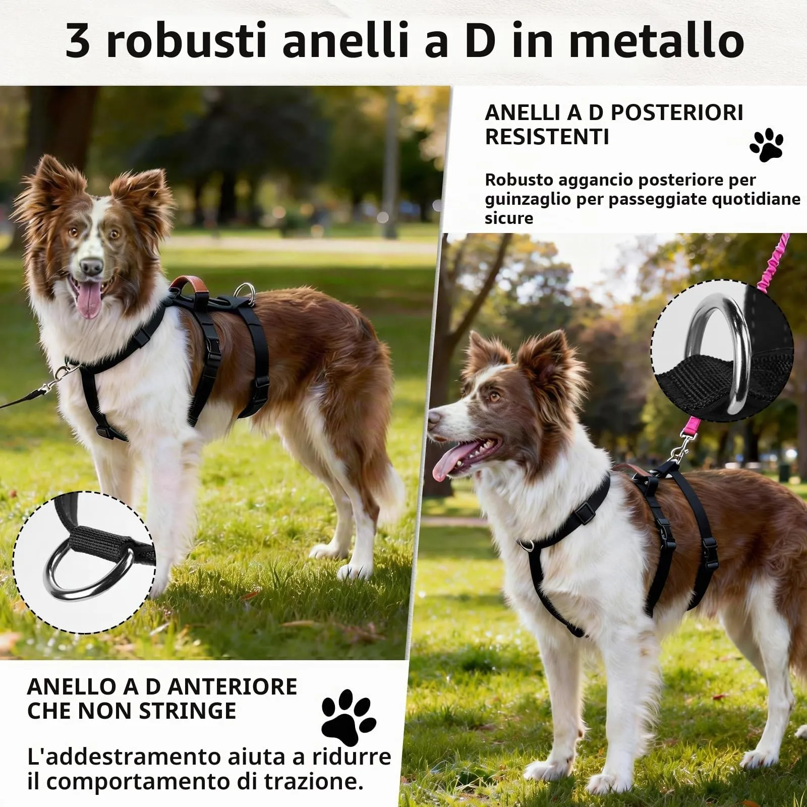 Ledeak Pettorina Antifuga e Anti Tiro per Cani Taglia Media e Grande, Regolabile con Maniglia (Nero, L) - immagine 7