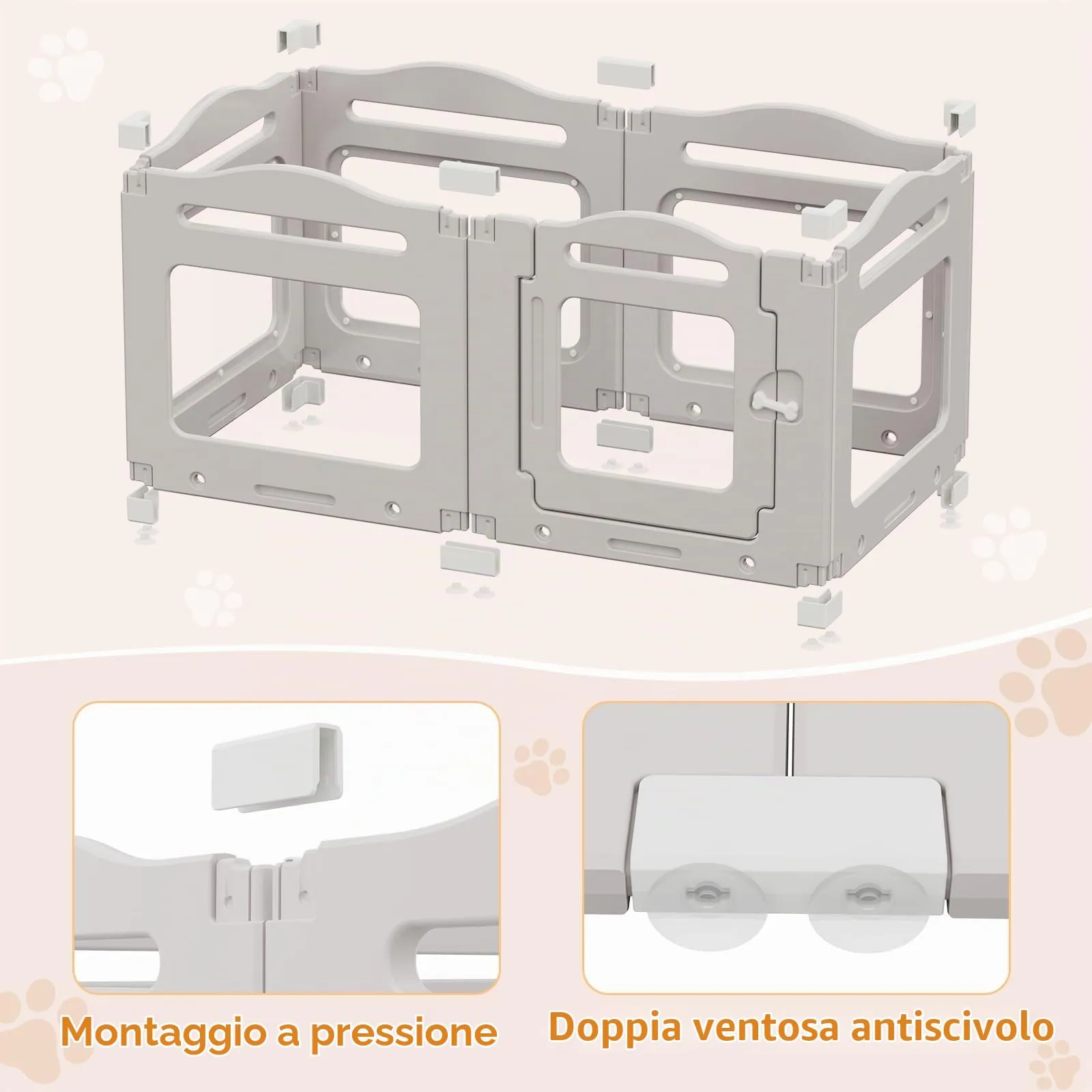 MAMIZO Recinto per Cani in Acrilico 129 × 68 × 60 cm, Box per Cuccioli - immagine 2