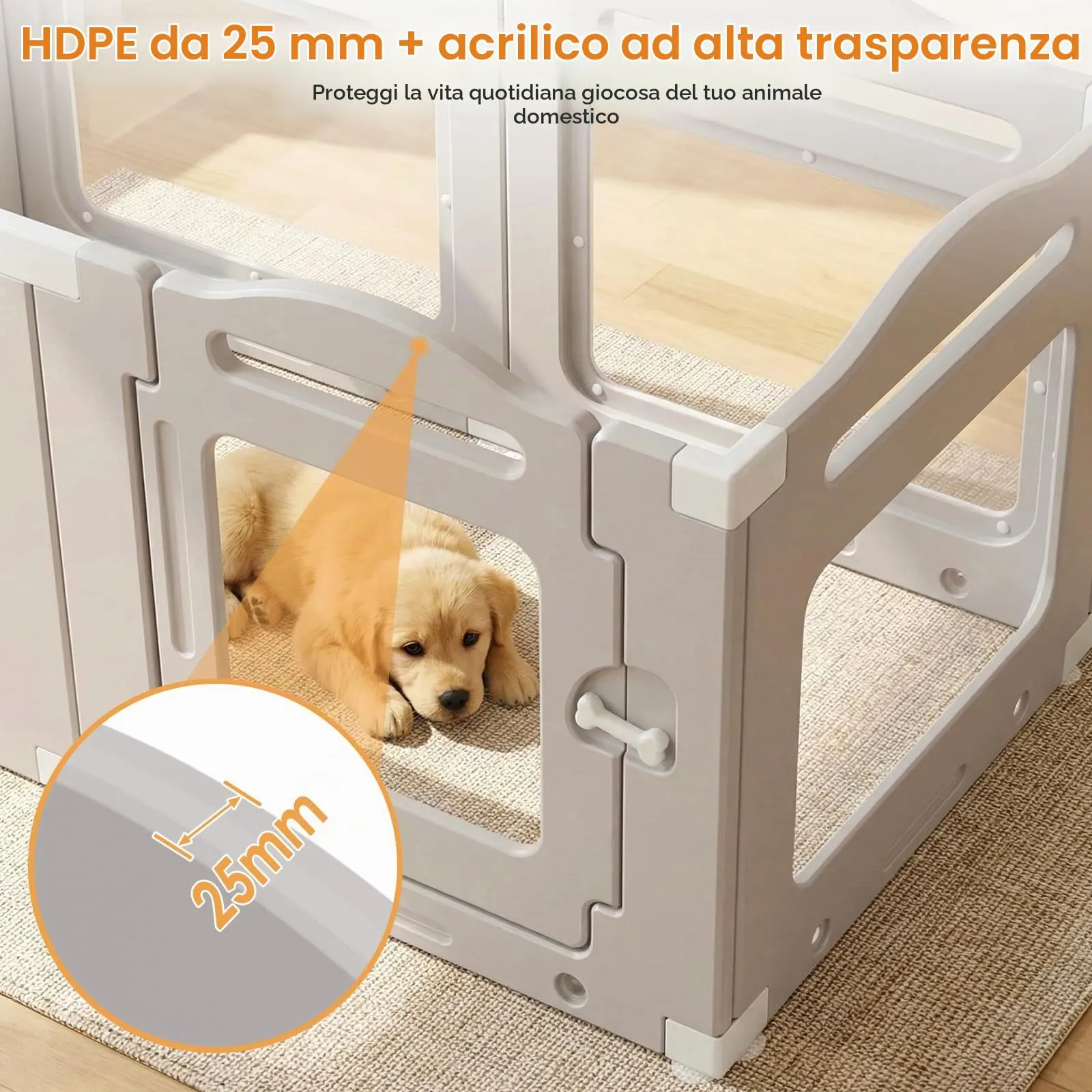 MAMIZO Recinto per Cani in Acrilico 129 × 68 × 60 cm, Box per Cuccioli - immagine 5