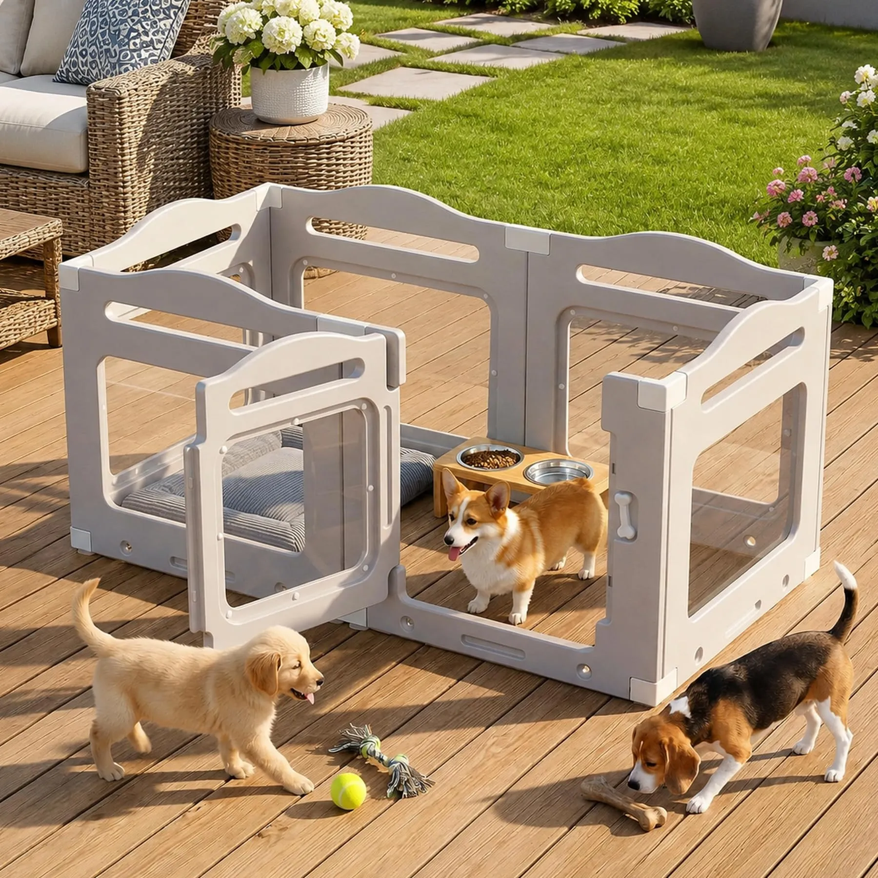 MAMIZO Recinto per Cani in Acrilico 129 × 68 × 60 cm, Box per Cuccioli - immagine 7