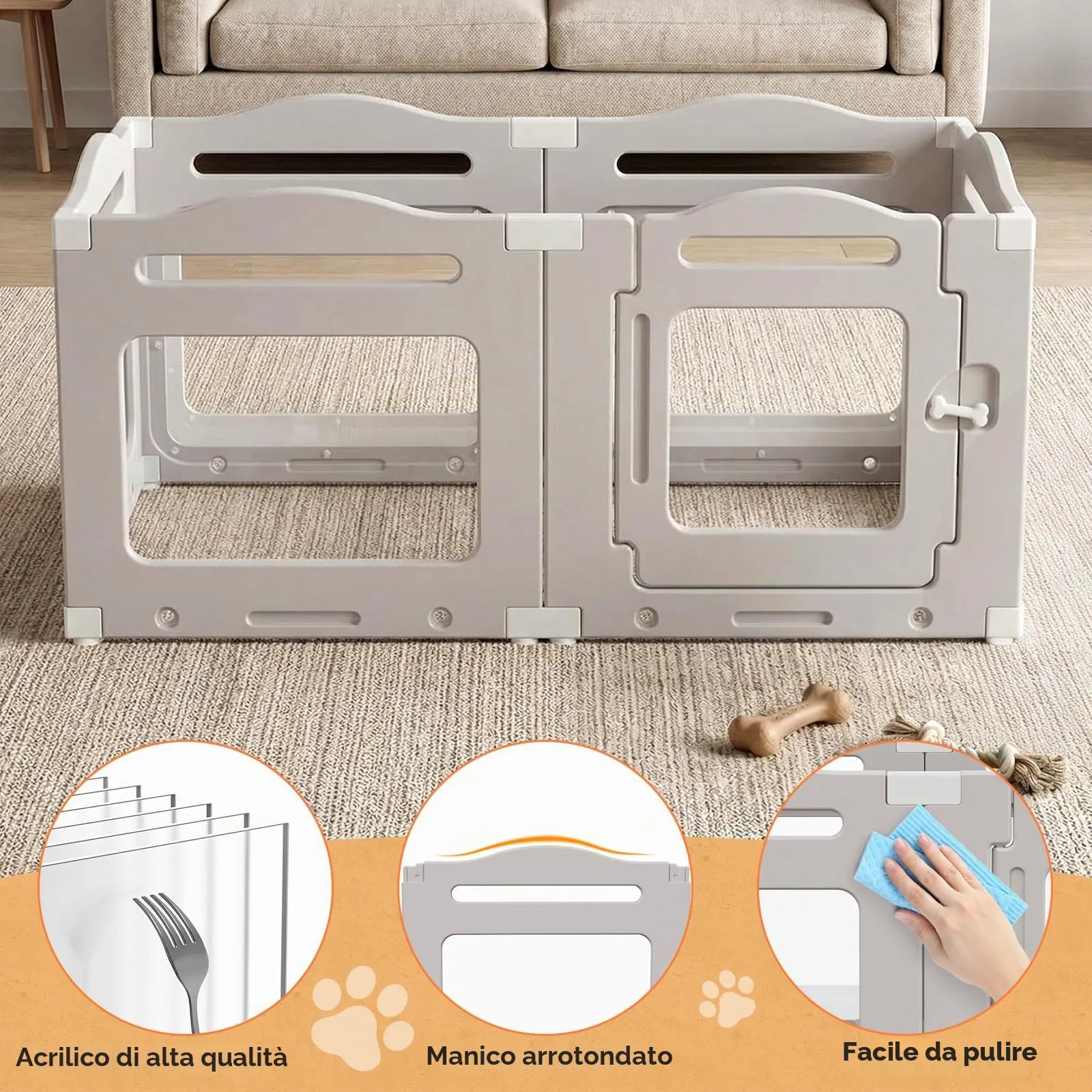 MAMIZO Recinto per Cani in Acrilico 129 × 68 × 60 cm, Box per Cuccioli - immagine 8