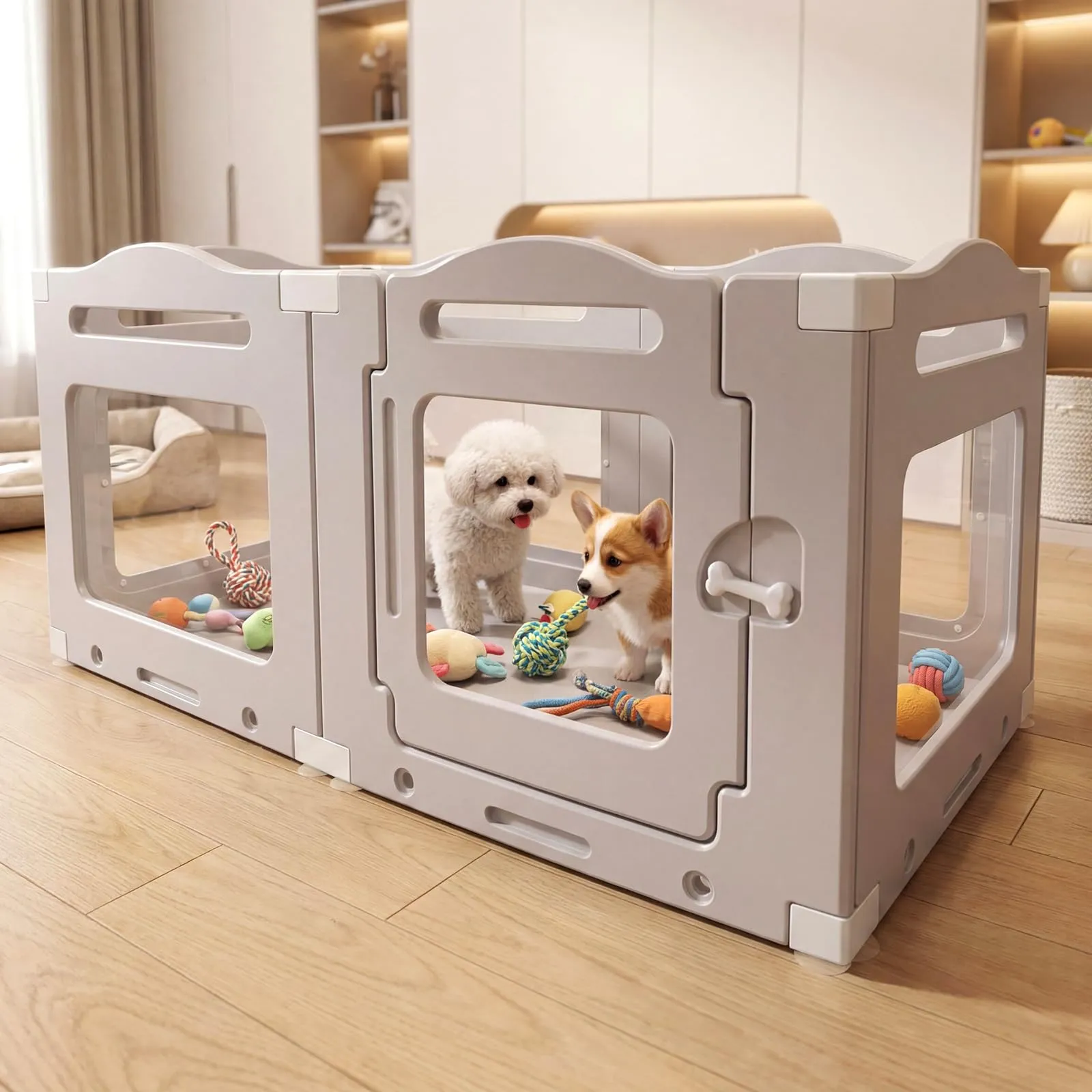 MAMIZO Recinto per Cani in Acrilico 129 × 68 × 60 cm, Box per Cuccioli - immagine 9