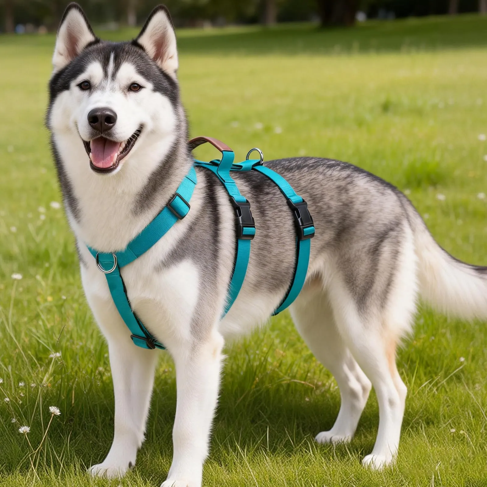 Ledeak Pettorina Antifuga Regolabile con Maniglia per Cani Taglia Media e Grande, Turchese, XL - immagine 8