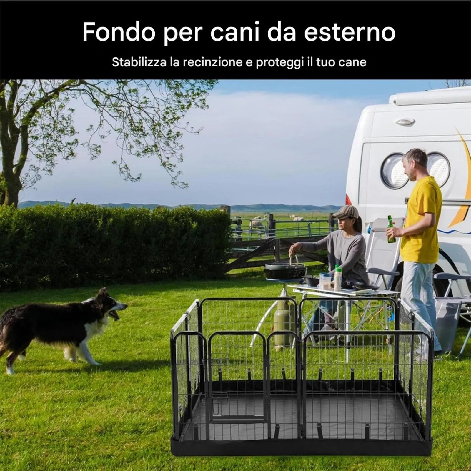 Generico Recinto per Cani da Interno con Tappetino in Tessuto Oxford Nero - immagine 3