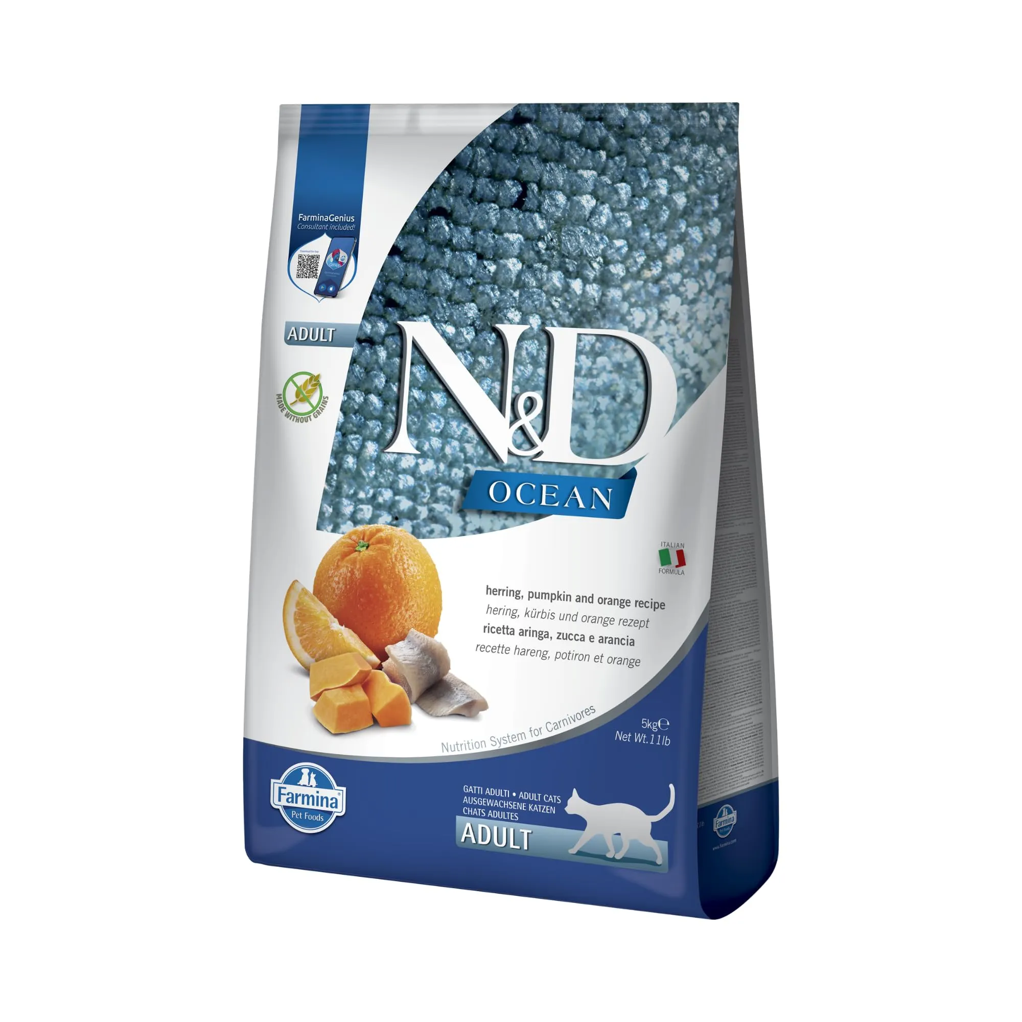 Farmina N&D Ocean Cat Herring, Pumpkin and Orange Adult 5kg - immagine 1