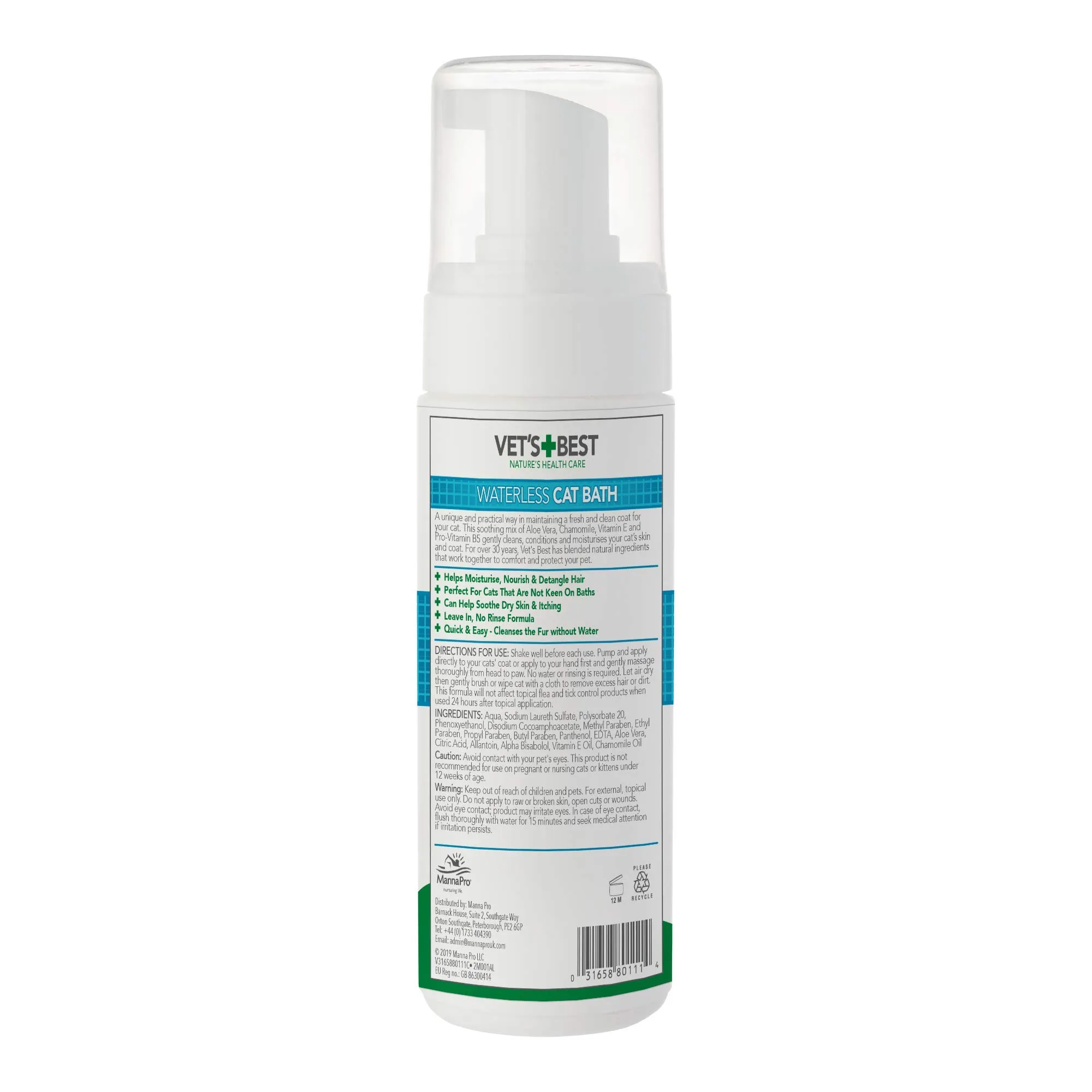 Vet's Best Shampoo Secco per Gatti Senza Risciacquo 150ml - immagine 2
