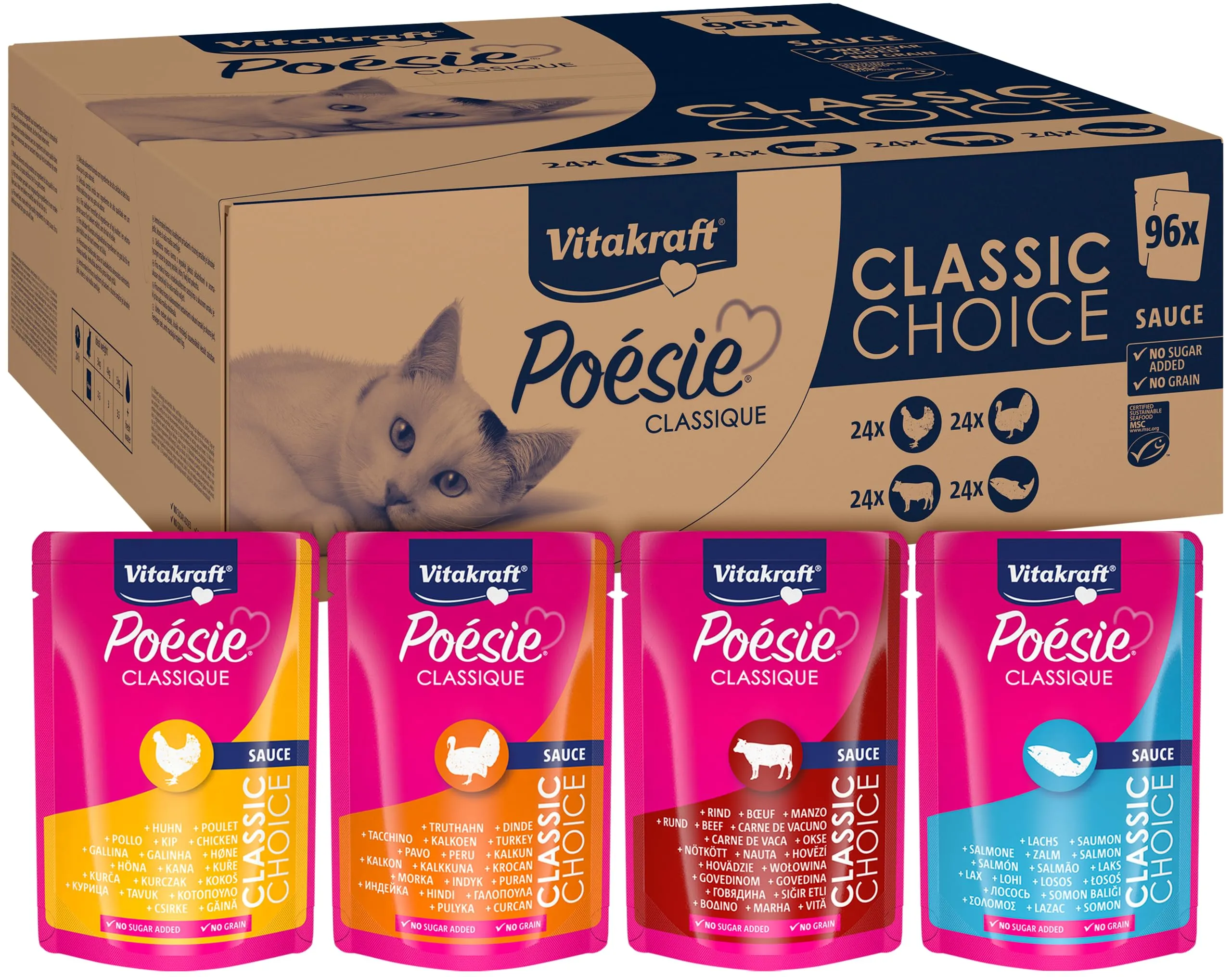 Vitakraft Poésie Classique cibo umido per gatti, salsa ricca (96 x 85 g) - immagine 1