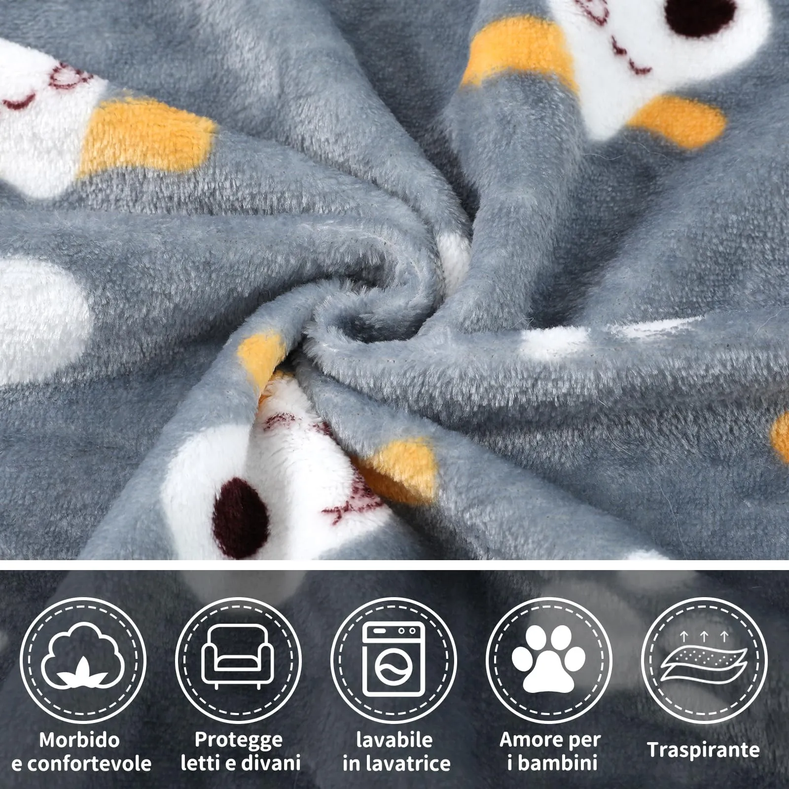 COMSLE Coperta per Cani e Gatti in Flanella, 3 Pezzi, 40 x 60 cm, Levriero - immagine 2