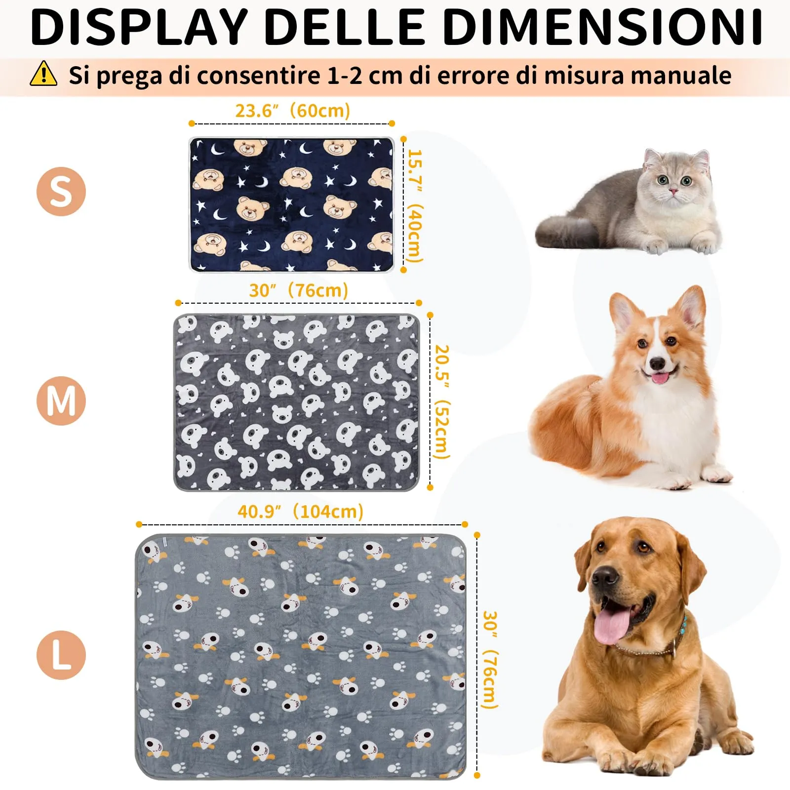 COMSLE Coperta per Cani e Gatti in Flanella, 3 Pezzi, 40 x 60 cm, Levriero - immagine 3