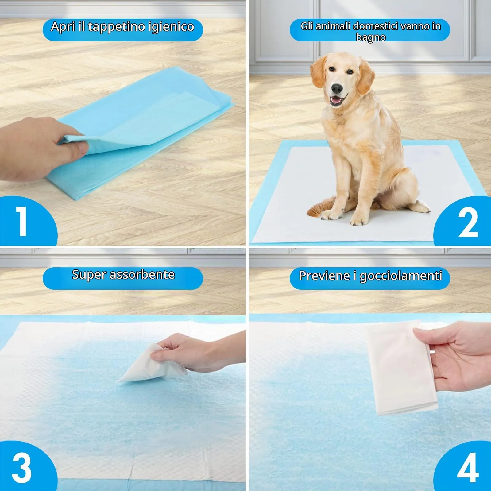 KALBIGRO Tappetini Igienici per Cani, 60 x 90 cm, 5 Strati Assorbenti, 50 Pezzi - immagine 3