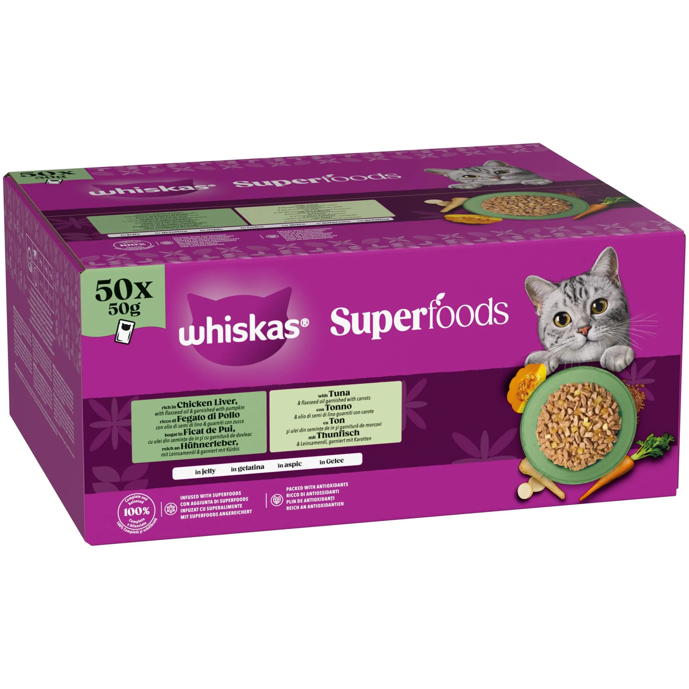 Whiskas Superfoods Cibo Umido in Gelatina per Gatti Adulti 50x50g Mix - immagine 2