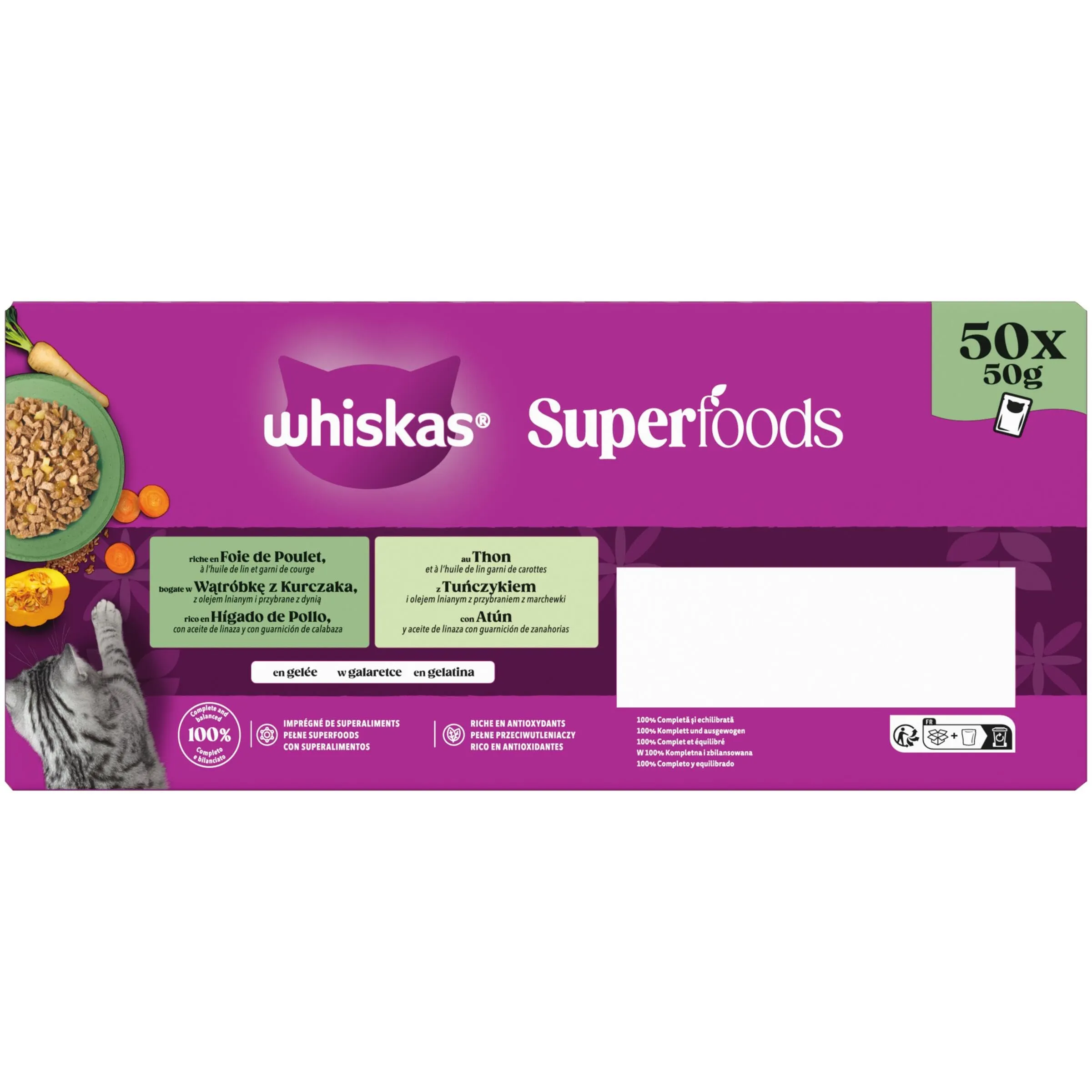 Whiskas Superfoods Cibo Umido in Gelatina per Gatti Adulti 50x50g Mix - immagine 9