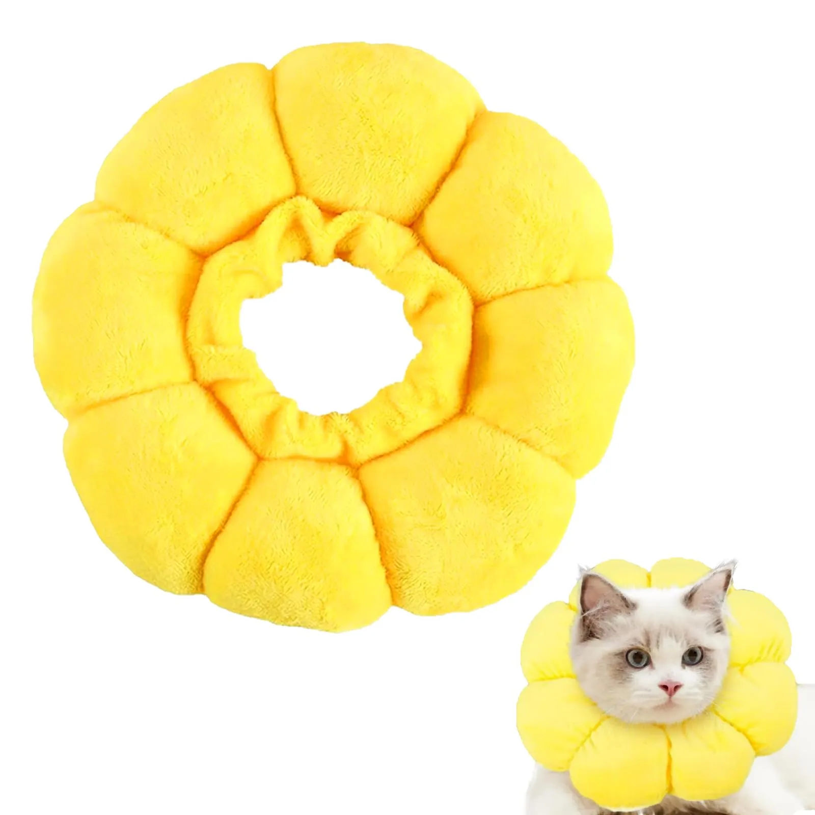 ZWWOGE Simpatico Fiore Collare Protettivo per Gatti, Post-Operatoria Anti-morso e Anti-leccatura, Giallo - immagine 1