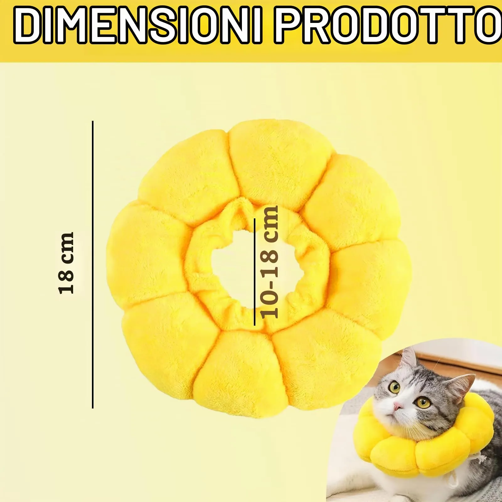 ZWWOGE Simpatico Fiore Collare Protettivo per Gatti, Post-Operatoria Anti-morso e Anti-leccatura, Giallo - immagine 2