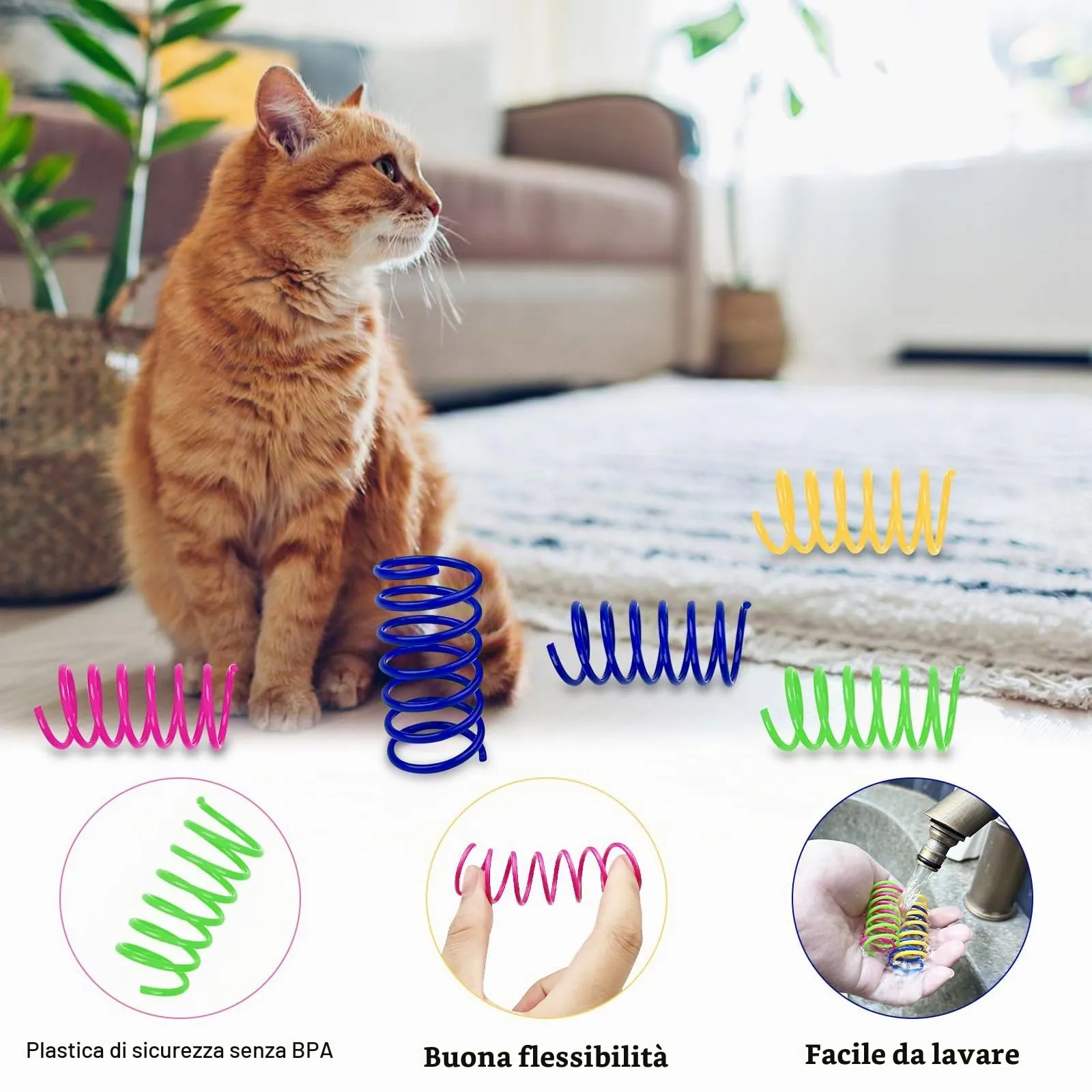 Maxentico Giocattoli a Molla per Gatti, 32 Pezzi, Multicolore, 5 cm - immagine 3
