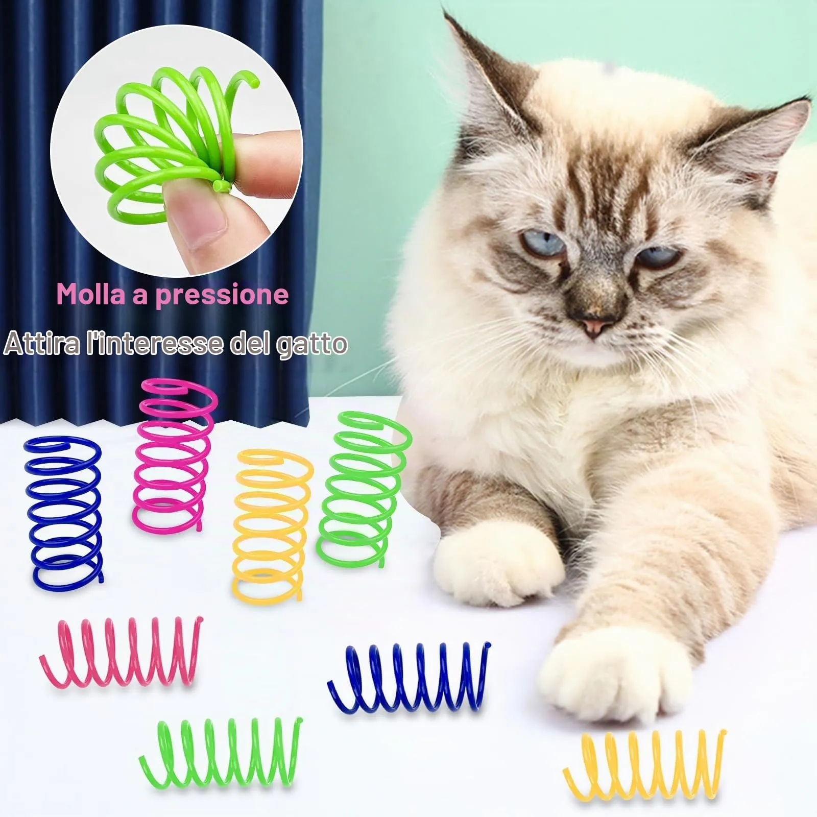 Maxentico Giocattoli a Molla per Gatti, 32 Pezzi, Multicolore, 5 cm - immagine 6