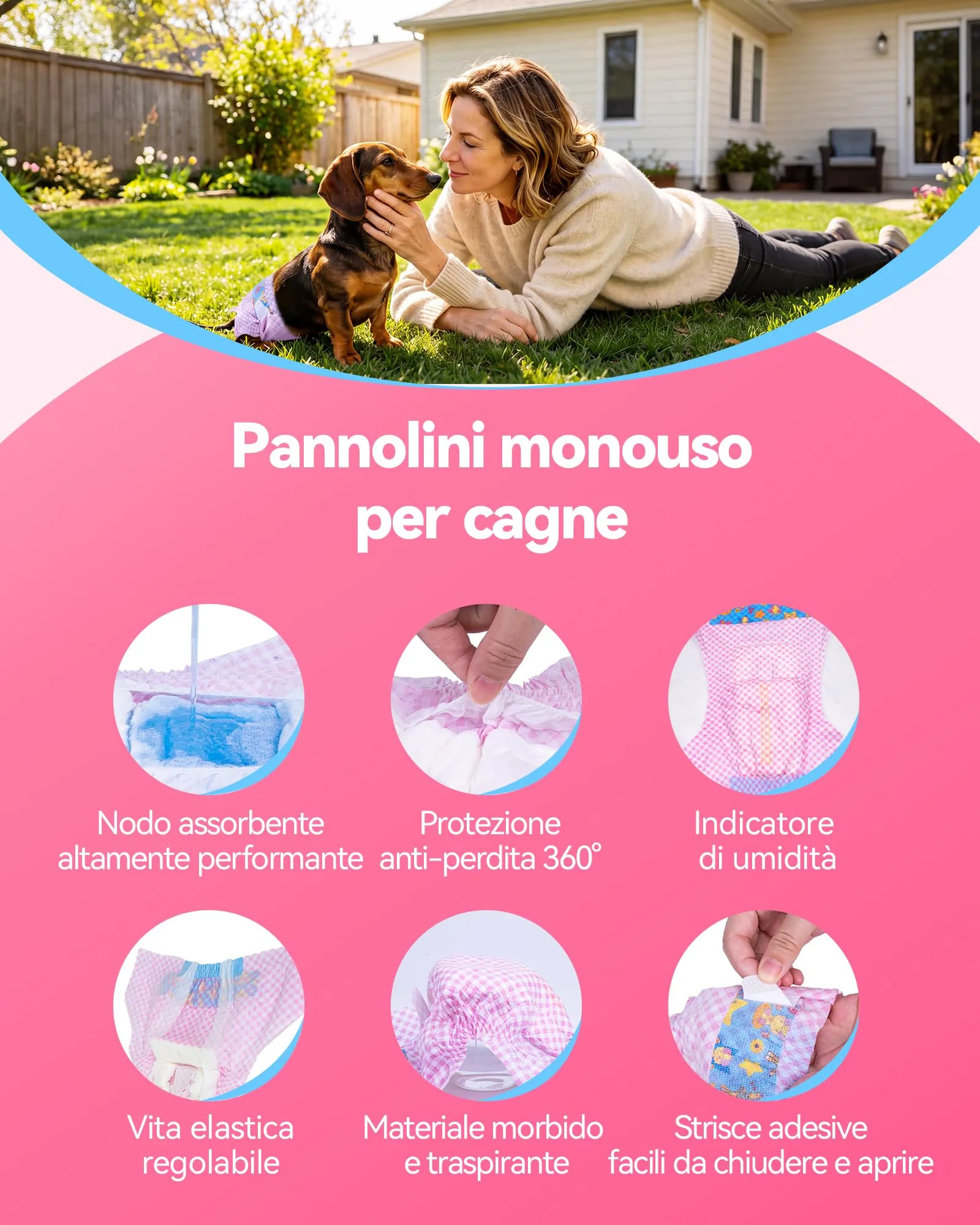 Flying Paws Pannolini usa e getta per cani, M, 10 Pezzi - immagine 4