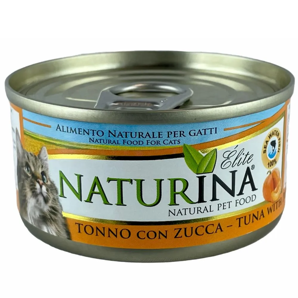 Naturina Elite Umido per Gatti Tonno con Zucca, 24 Lattine da 70g - immagine 1