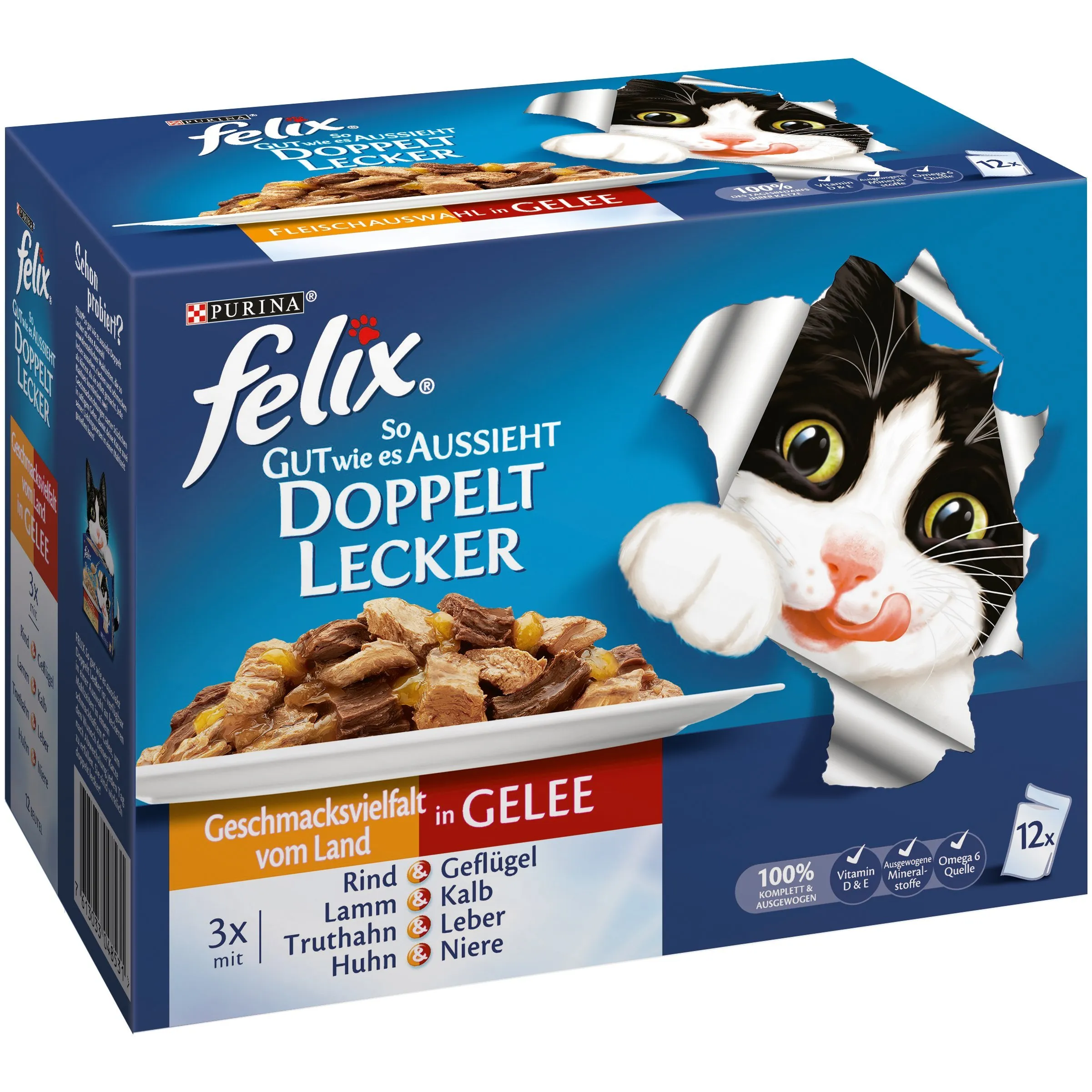 Felix Così buono come sembra Doppio gusto Mix di carne, cibo per gatti di Purina, 6 x 1,2 kg - immagine 1