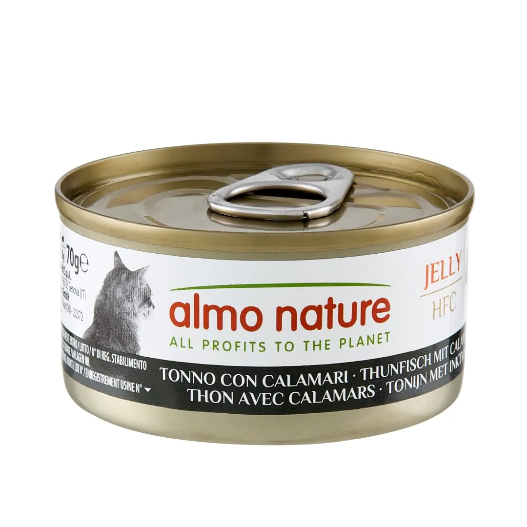 Almo Nature HFC Jelly Alimento Umido per Gatti Adulti Tonno con Calamari 70g (Confezione da 24) - immagine 1