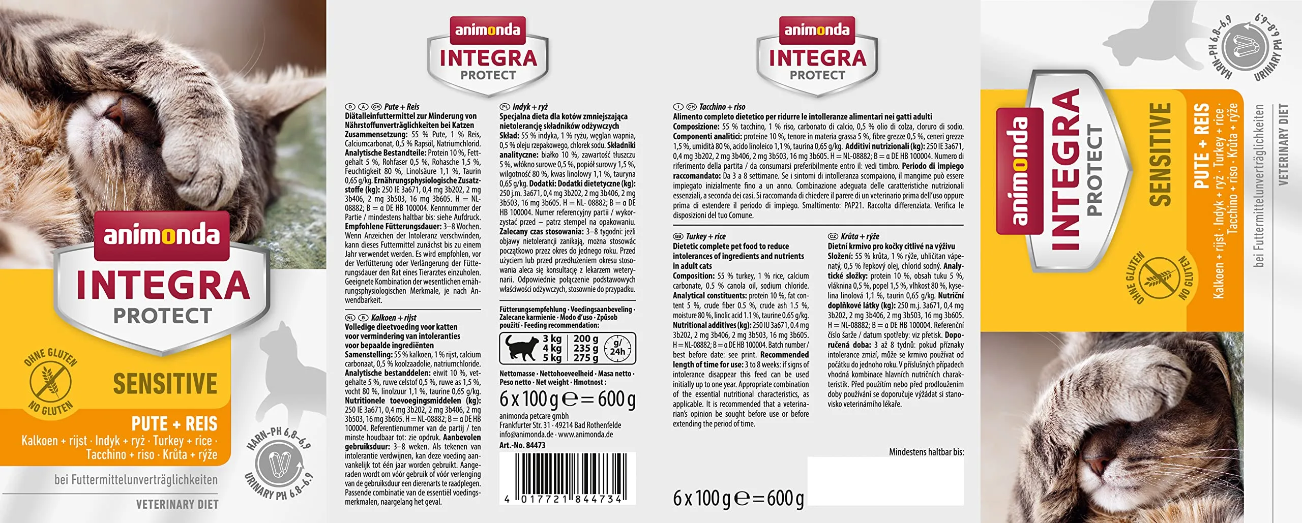 Animonda Integra Protect Cibo per Gatti Bagnato Sensitive Tacchino e Riso (6 x 100 g) - immagine 3