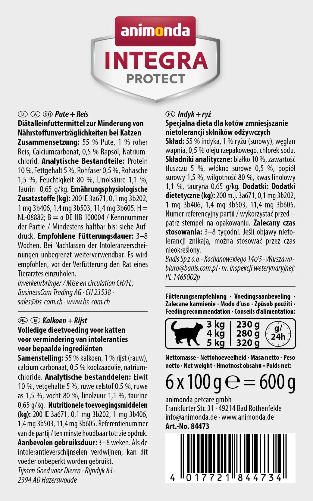 Animonda Integra Protect Cibo per Gatti Bagnato Sensitive Tacchino e Riso (6 x 100 g) - immagine 4