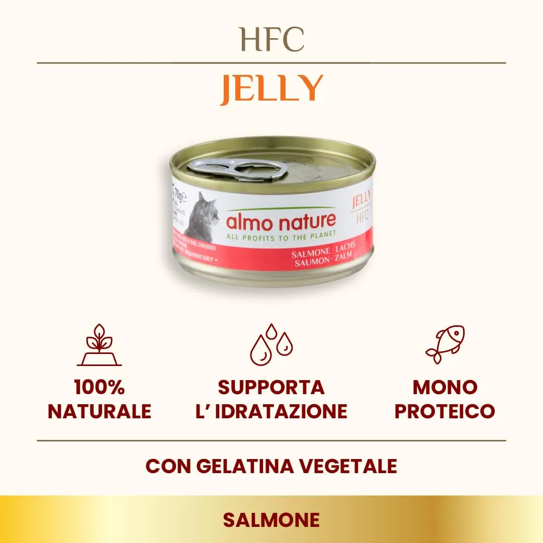 Almo Nature HFC Jelly Salmone Alimento Umido per Gatti Adulti, 70g (Confezione da 24) - immagine 2