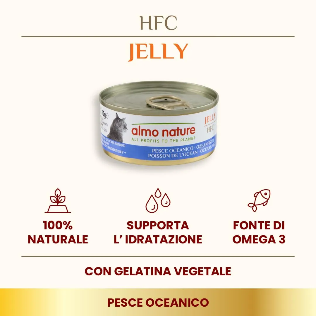 Almo Nature HFC Jelly Alimento Umido per Gatti Adulti Pesce Oceanico 70g (Confezione da 24) - immagine 2
