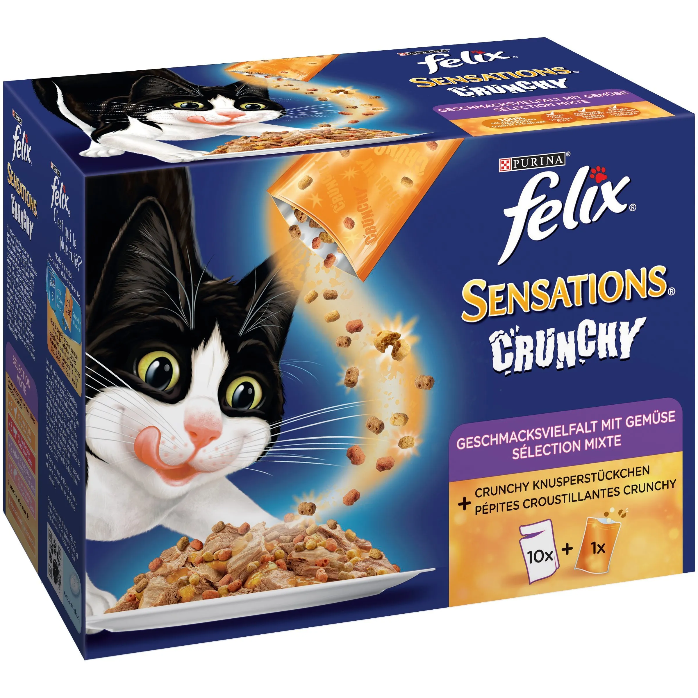 Felix Sensations Crunchy in Gelatina, Cibo Umido per Gatti, Assortito, 6 x 12 x 100 g - immagine 1