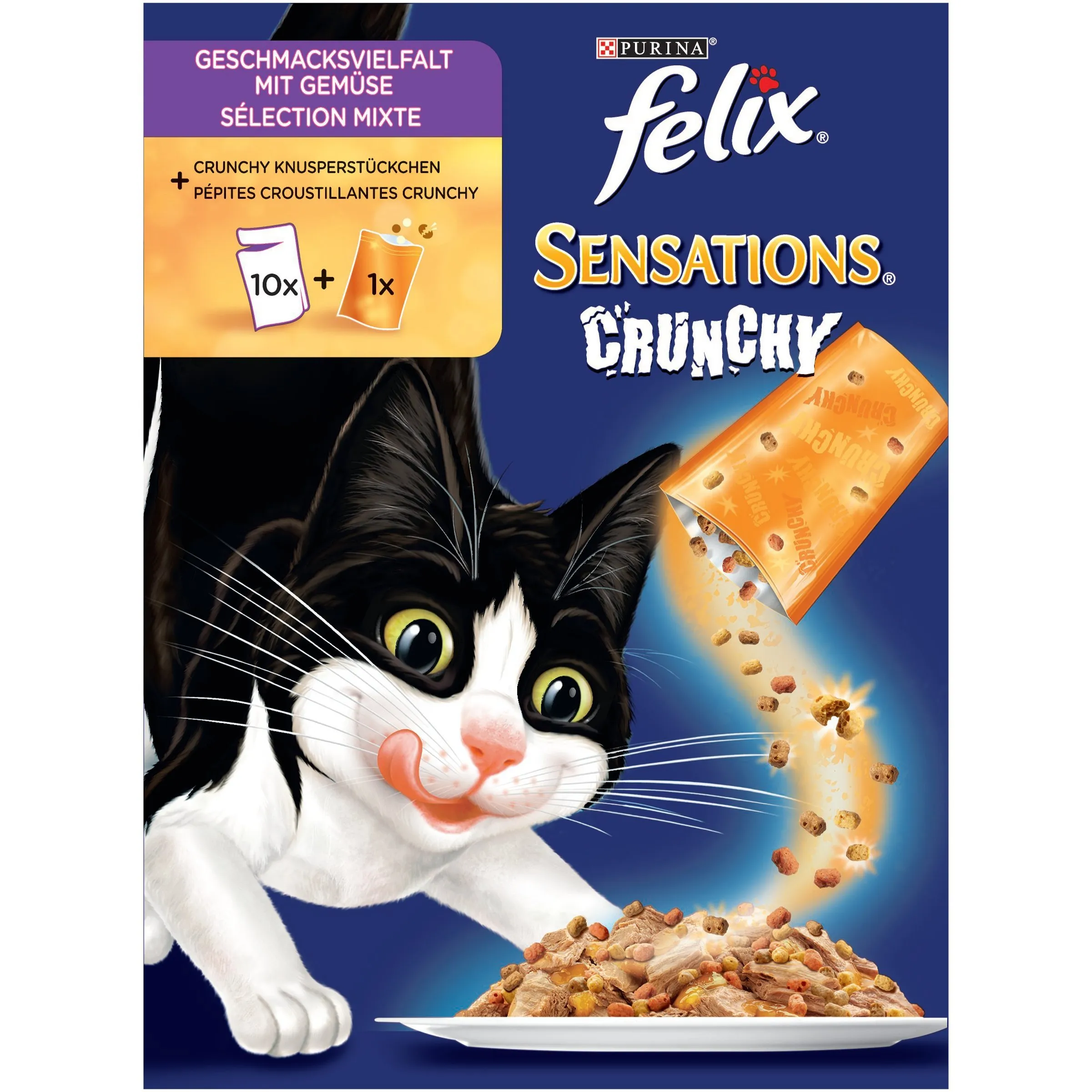 Felix Sensations Crunchy in Gelatina, Cibo Umido per Gatti, Assortito, 6 x 12 x 100 g - immagine 2