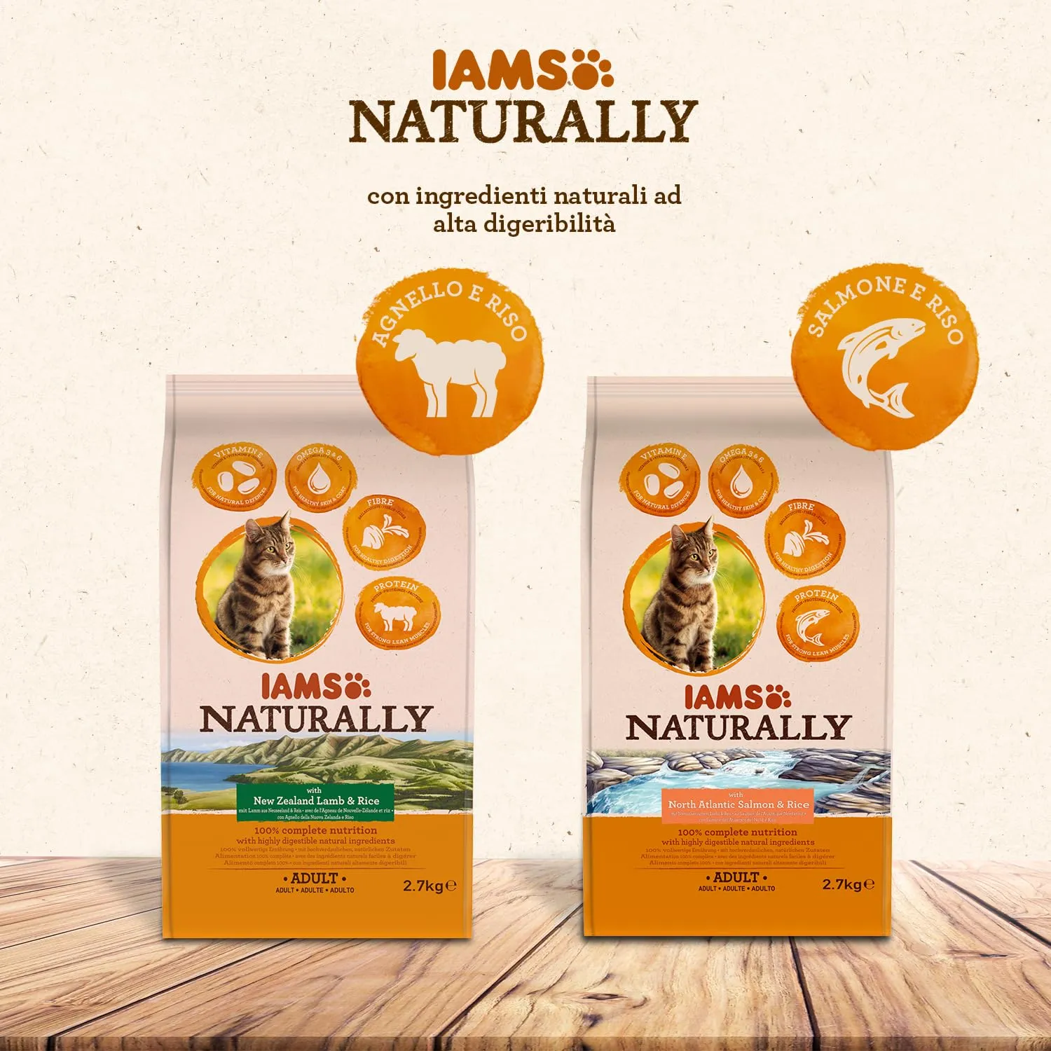 IAMS Naturally Cibo secco per gatti al salmone e riso, 2,7 kg - immagine 4