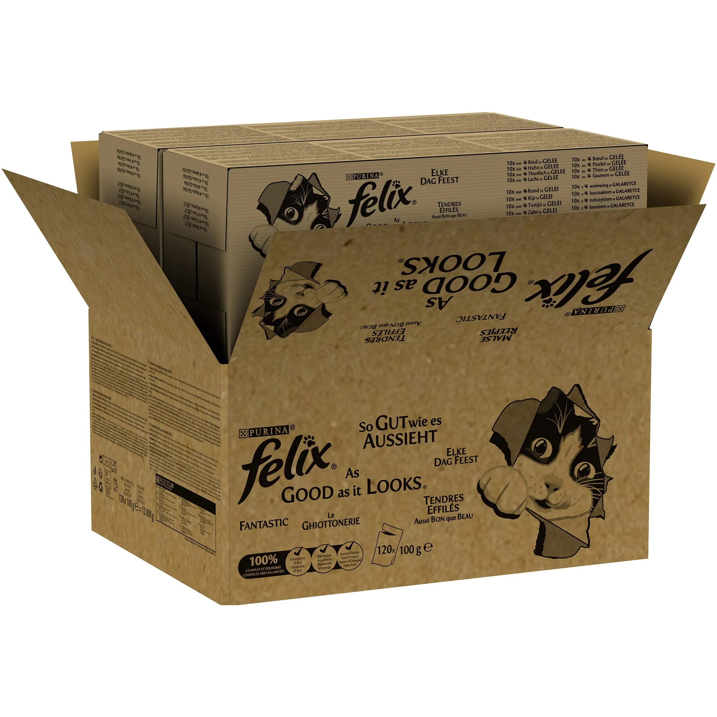 Felix Cibo Umido per Gatti, Gusto Manzo, 12 kg - immagine 1
