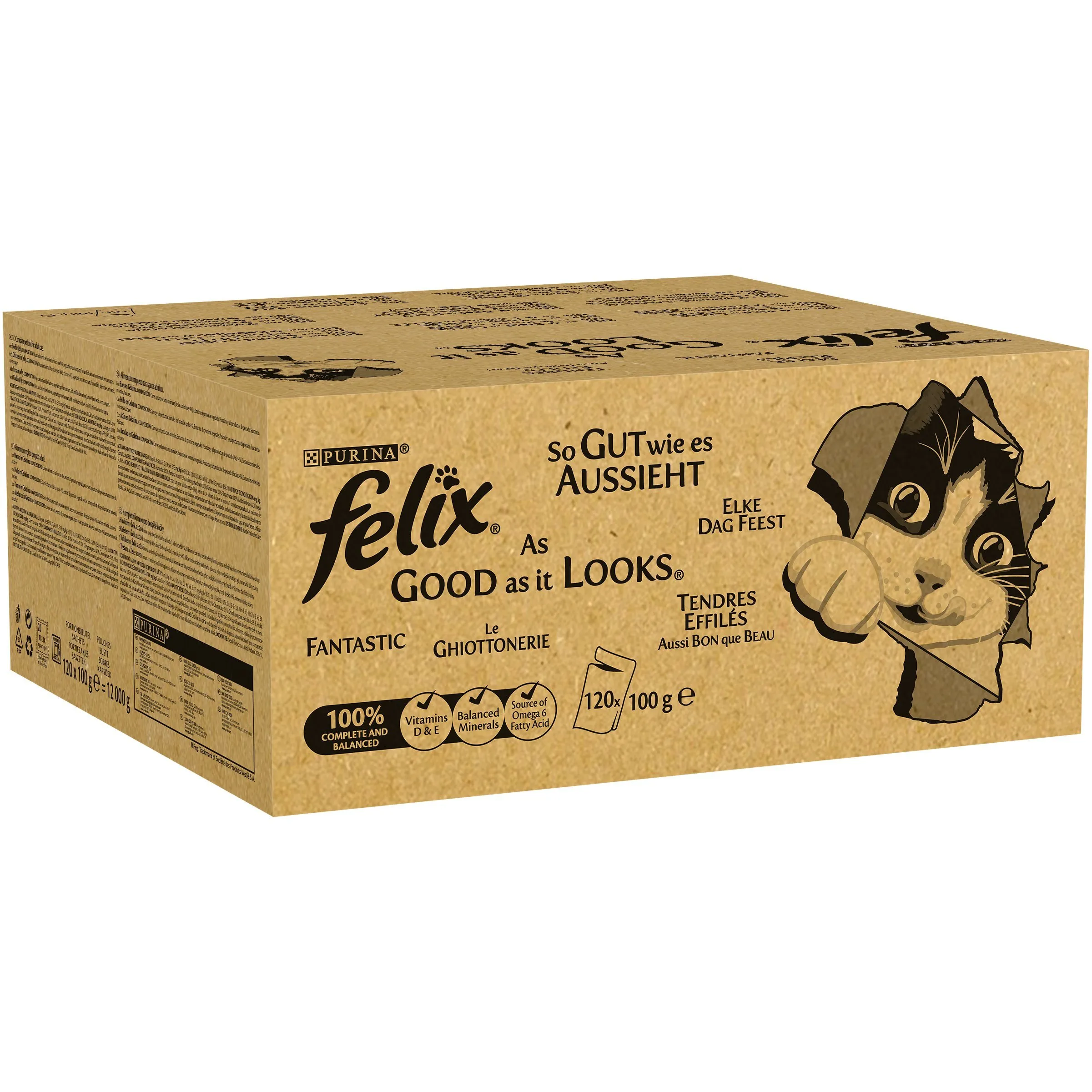 Felix Le ghiottonerie mangime per gatto in gelatina con manzo, pollo, merluzzo e tonno (120 x 100 g) - immagine 1