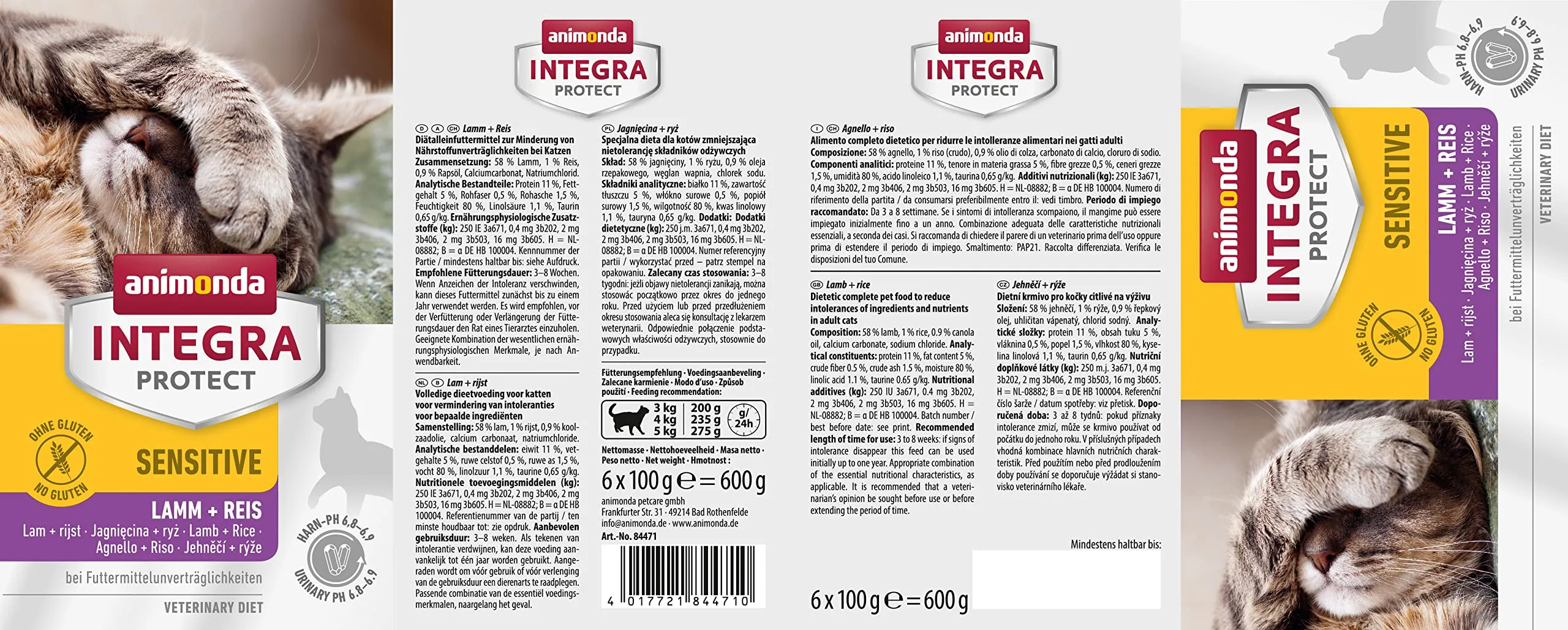 Animonda Integra Protect Cibo per Gatti Bagnato Agnello Sensibile e Riso (6 x 100 g) - immagine 3