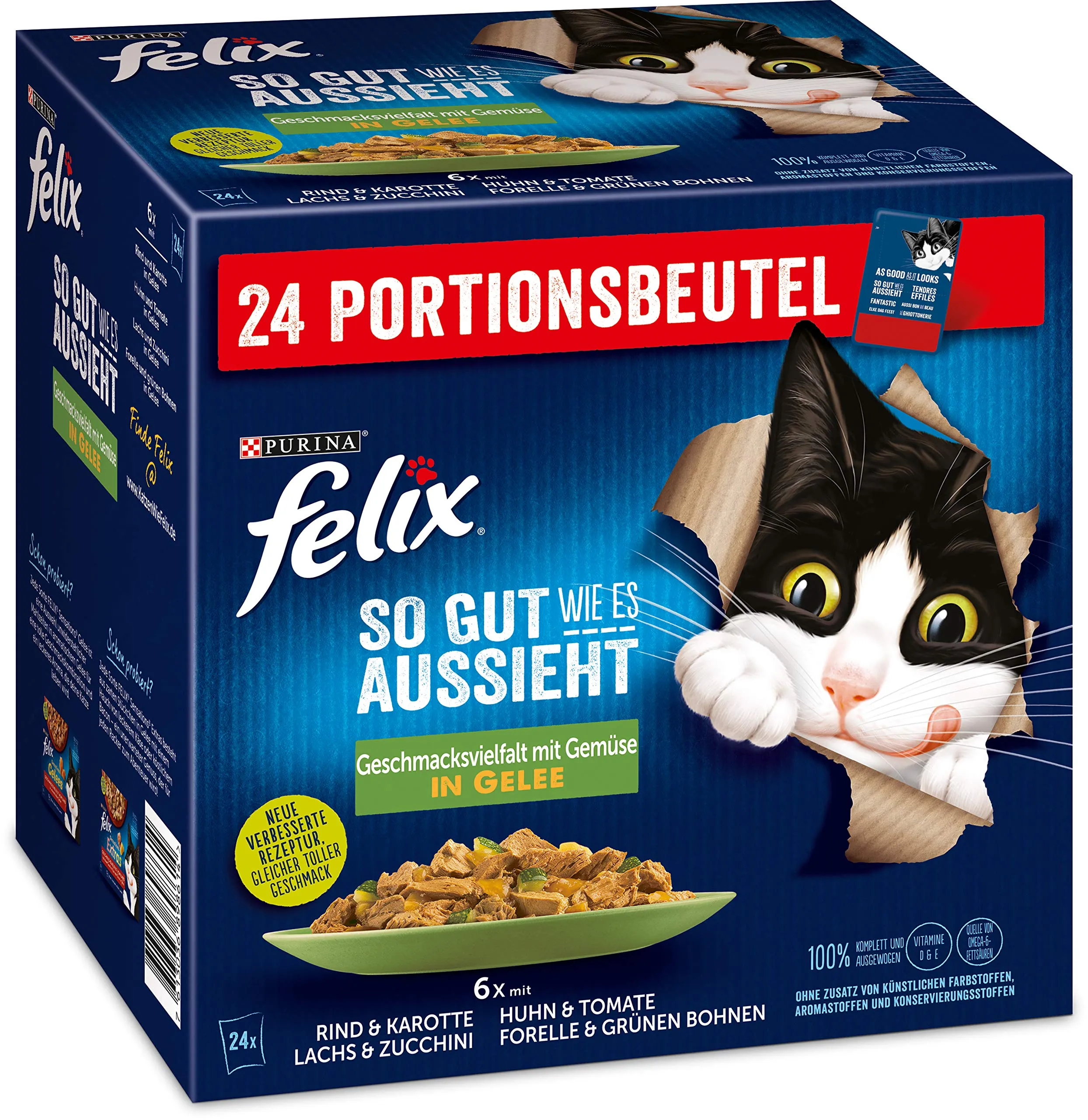 Felix Cibo umido per gatti, varietà di sapori del paese con verdure, 4 x 24 x 85 g - immagine 1