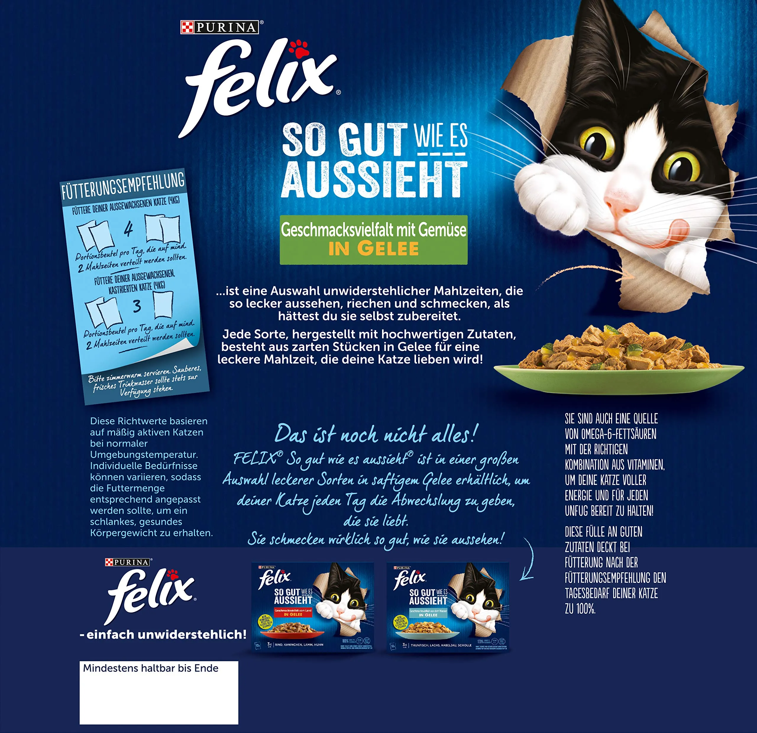 Felix Cibo umido per gatti, varietà di sapori del paese con verdure, 4 x 24 x 85 g - immagine 2