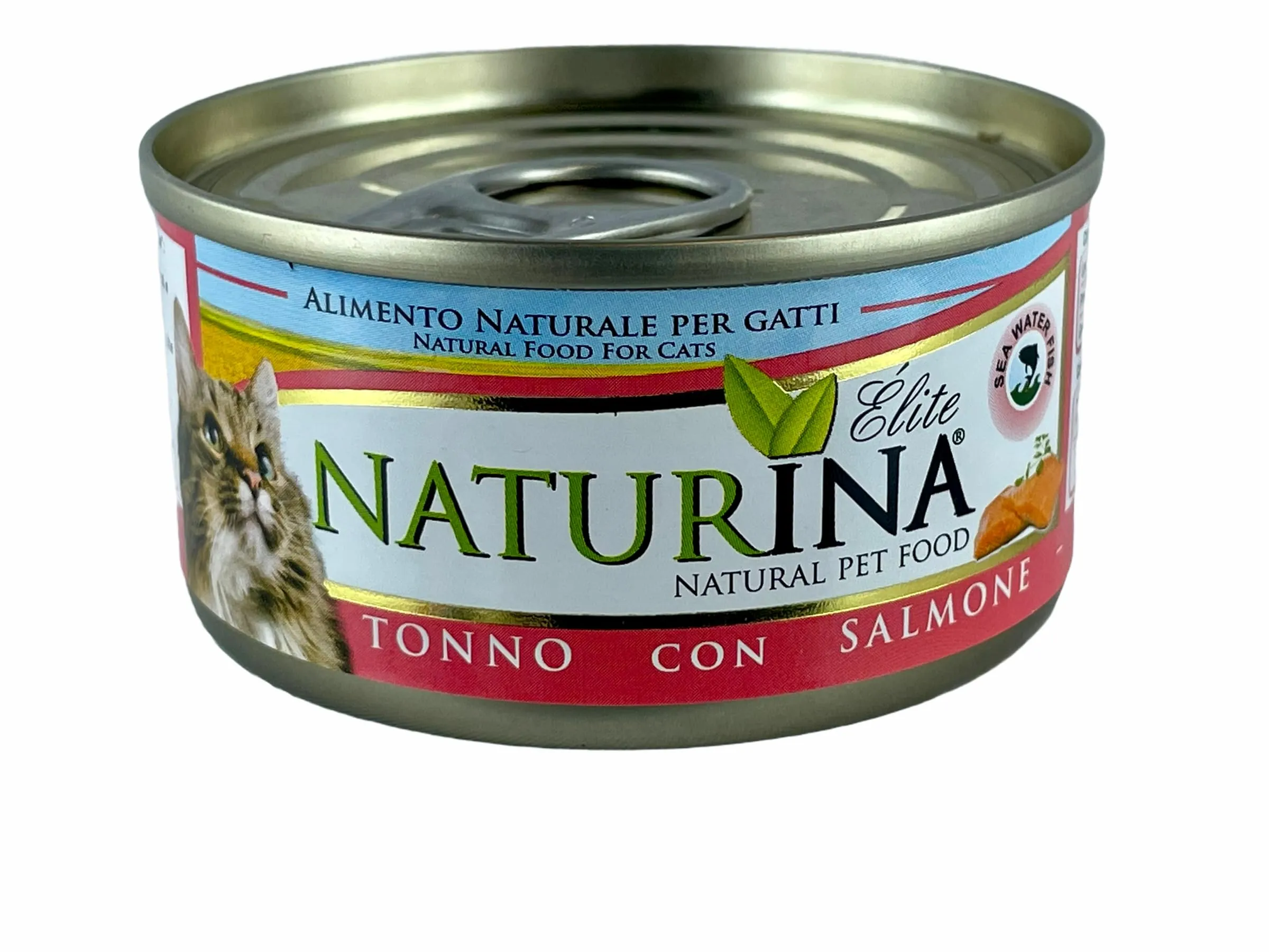 Naturina Elite Umido per Gatti Tonno con Salmone, 6 Lattine da 70g - immagine 1