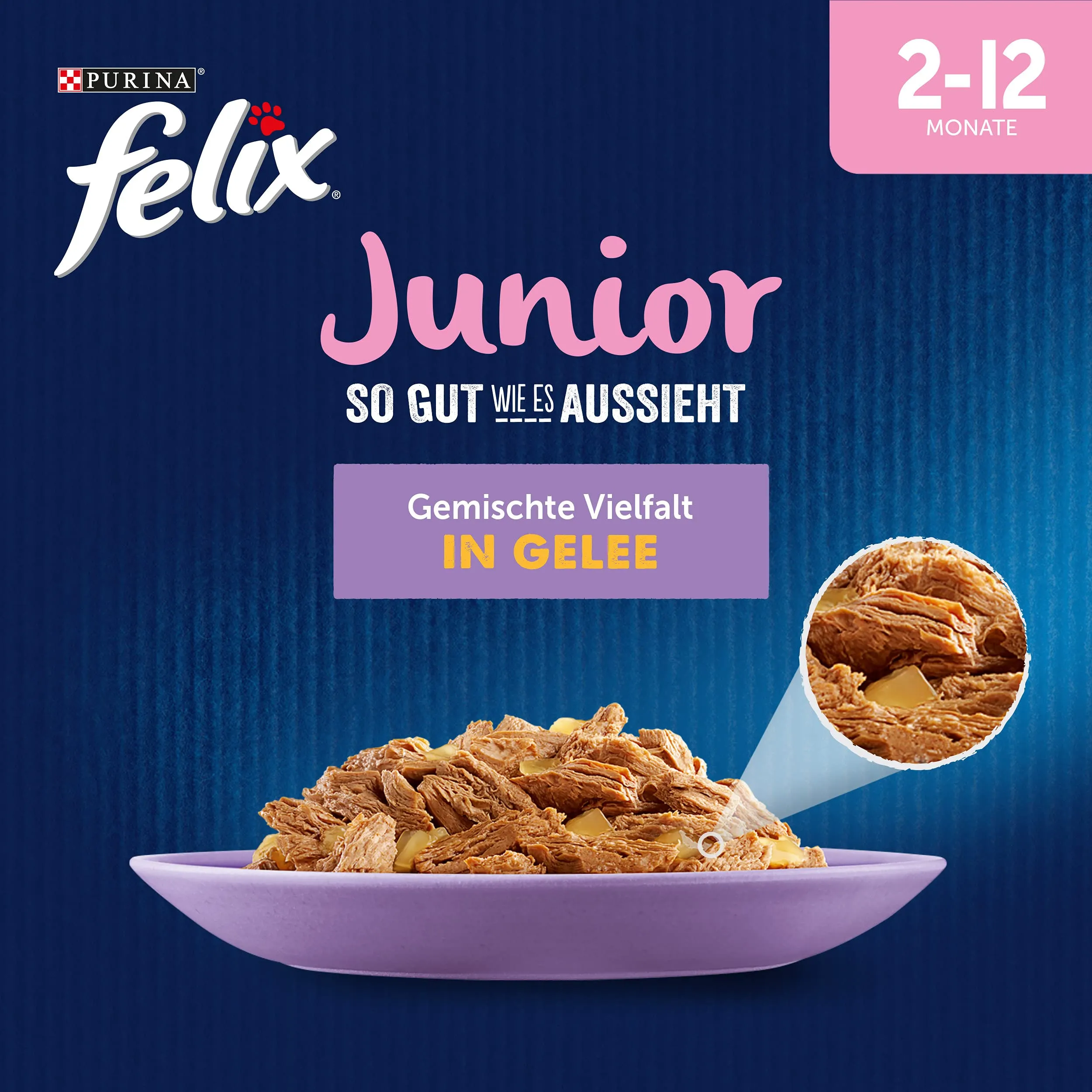 Felix Così come sembra Junior Cibo Umido in Gelatina, Mix di Varietà, 6 x 12 bustine da 85 g - immagine 3